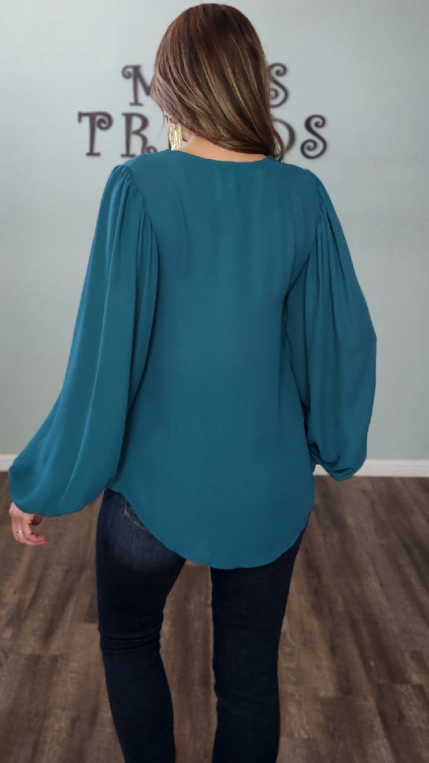 Timeless V-neck Blouse-Teal