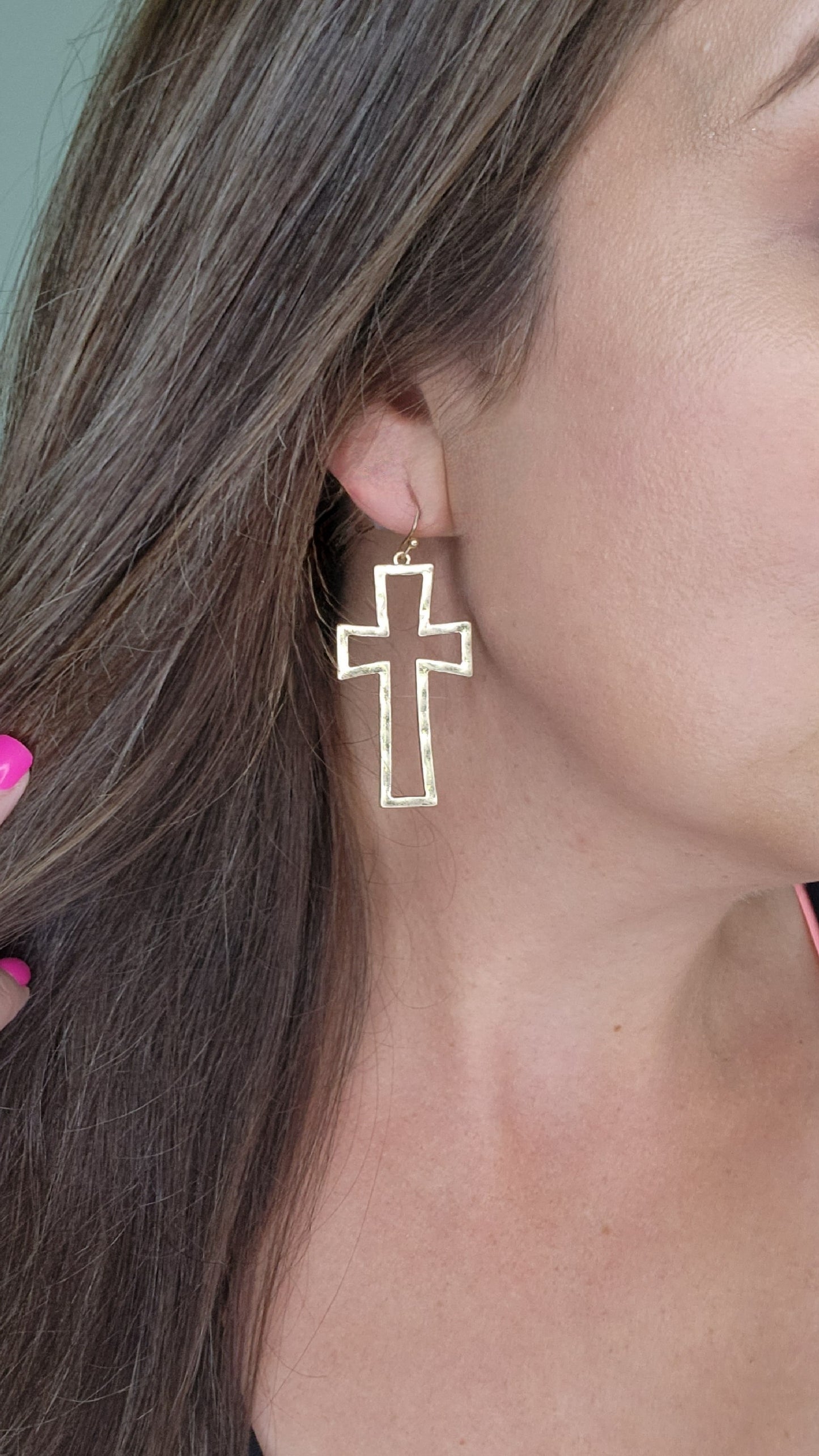 Matte Gold Cross Earrings