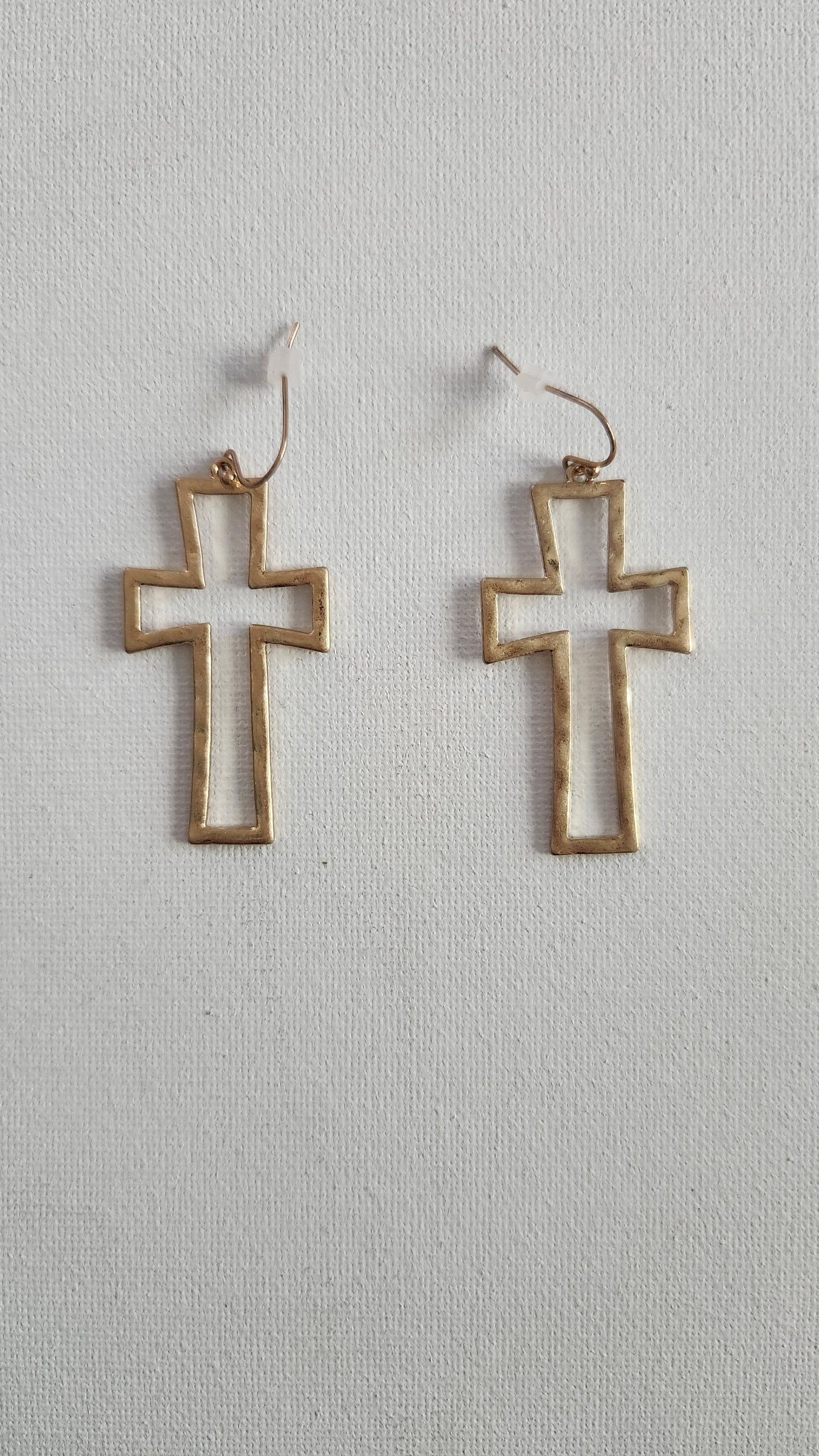 Matte Gold Cross Earrings
