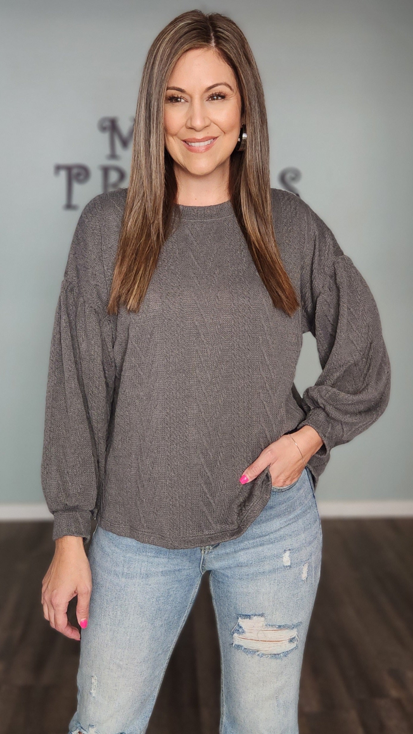 Perfect Addition Top-Charcoal
