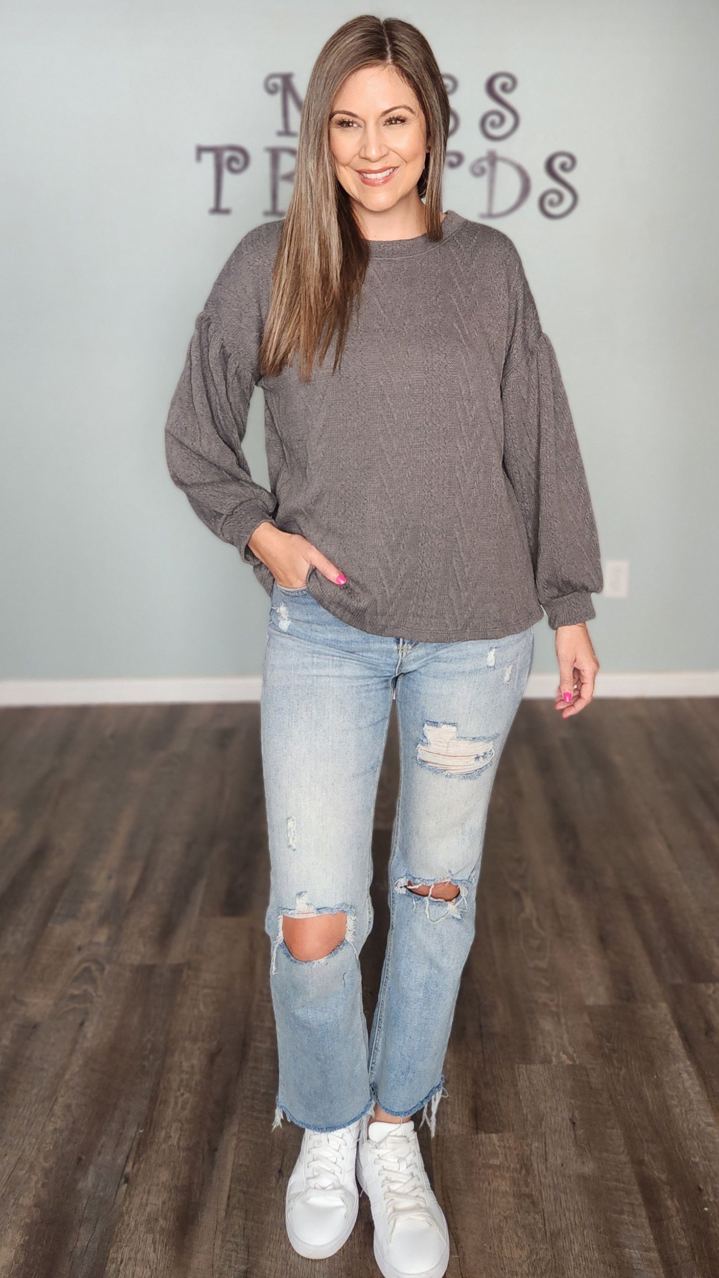 Perfect Addition Top-Charcoal