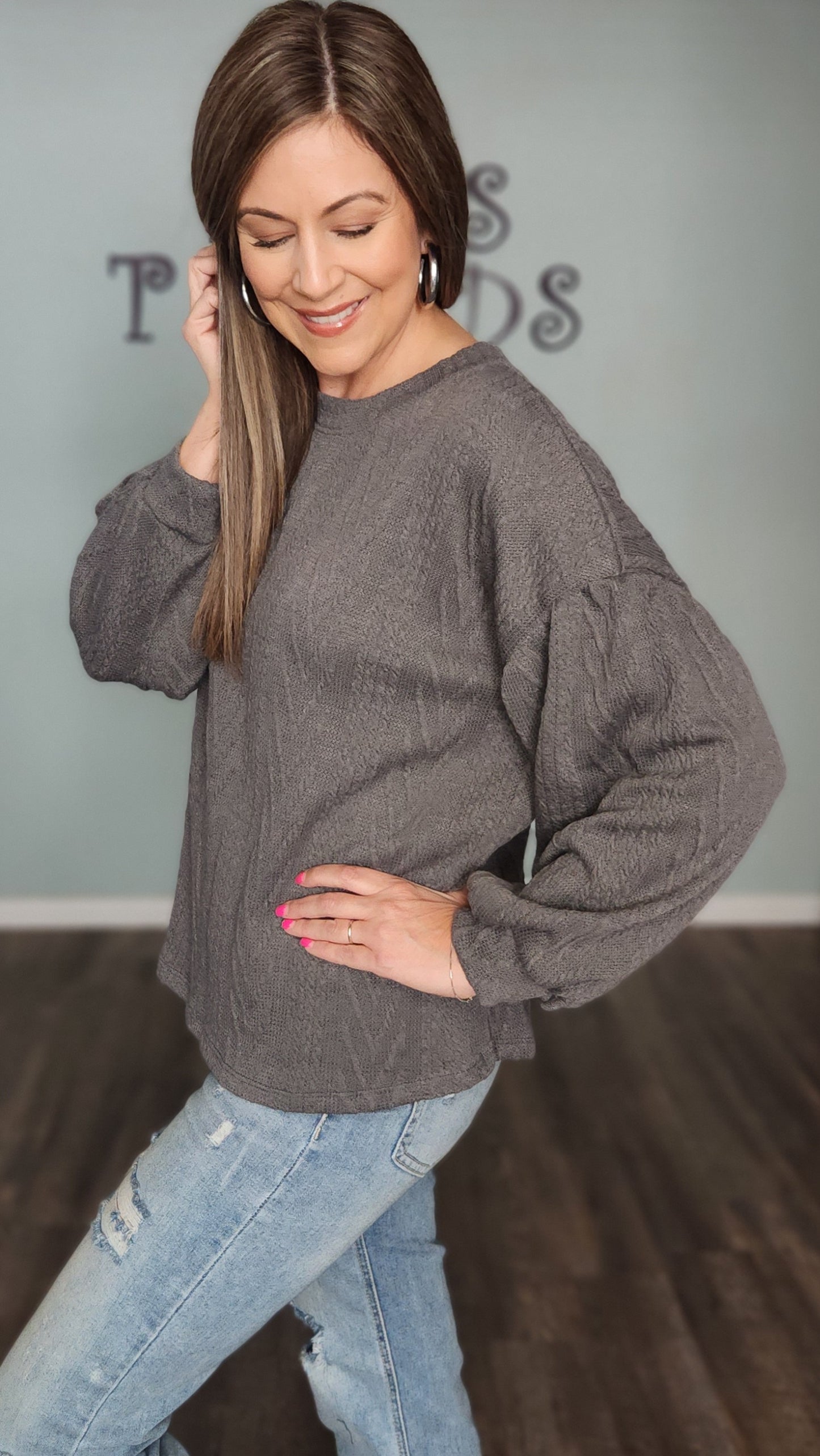 Perfect Addition Top-Charcoal