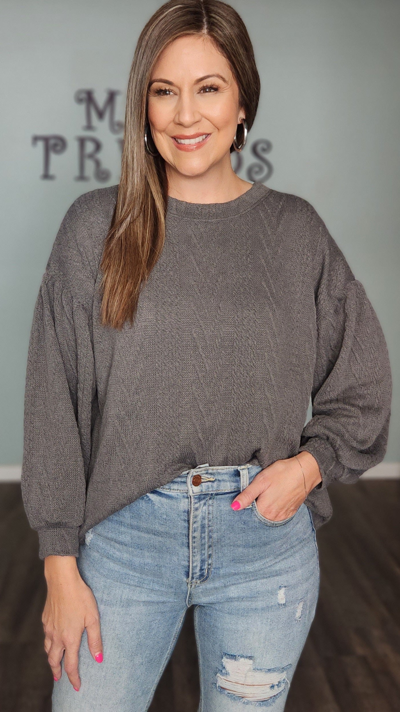 Perfect Addition Top-Charcoal