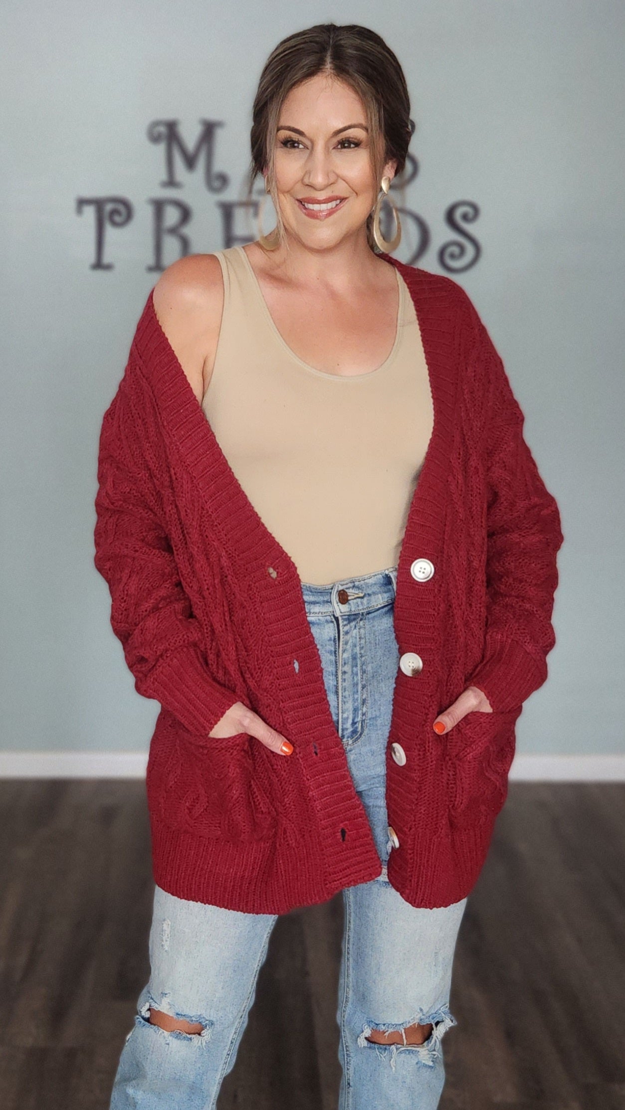 Your Newest Edition Cardigan-Burgundy