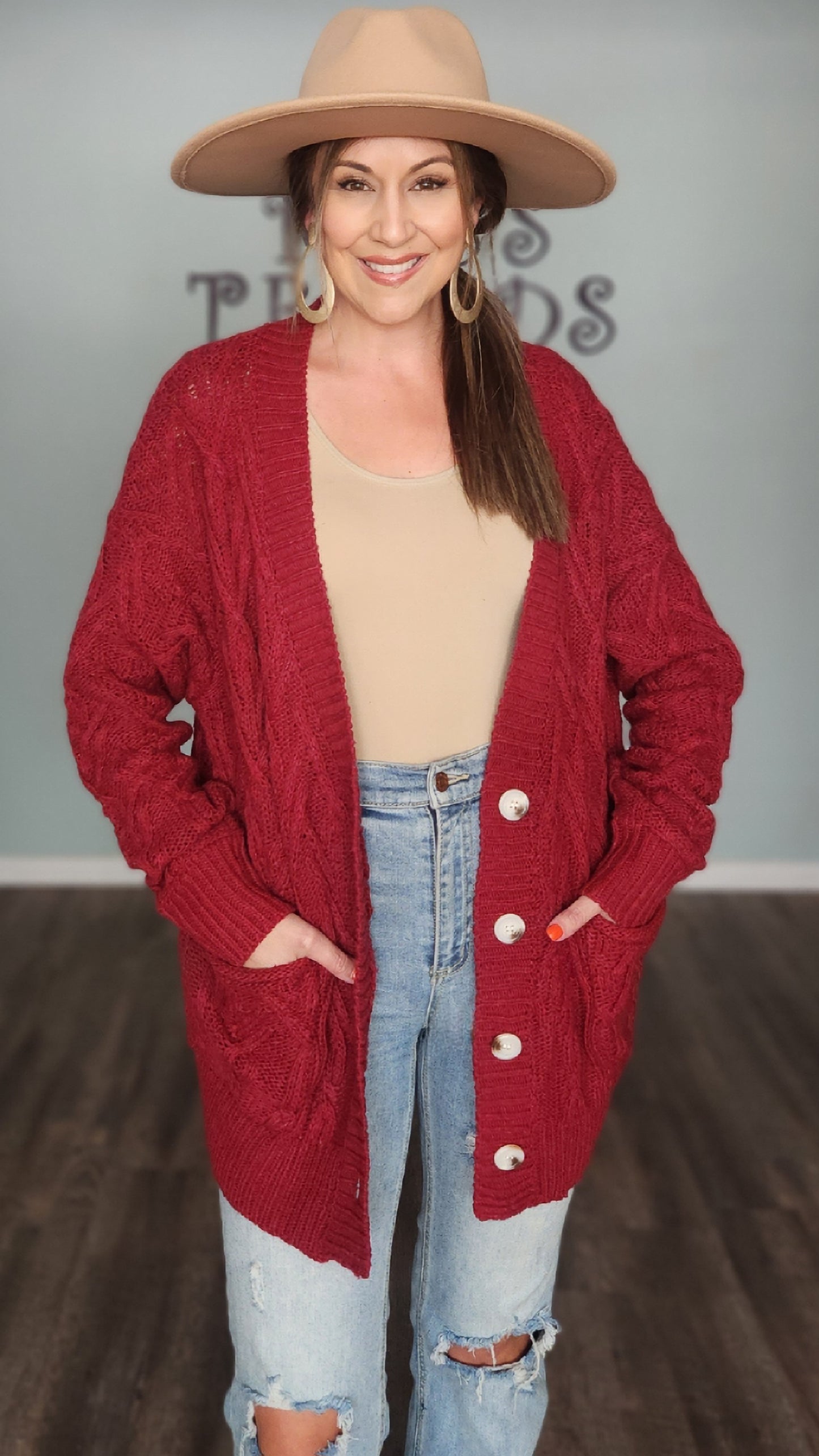Your Newest Edition Cardigan-Burgundy