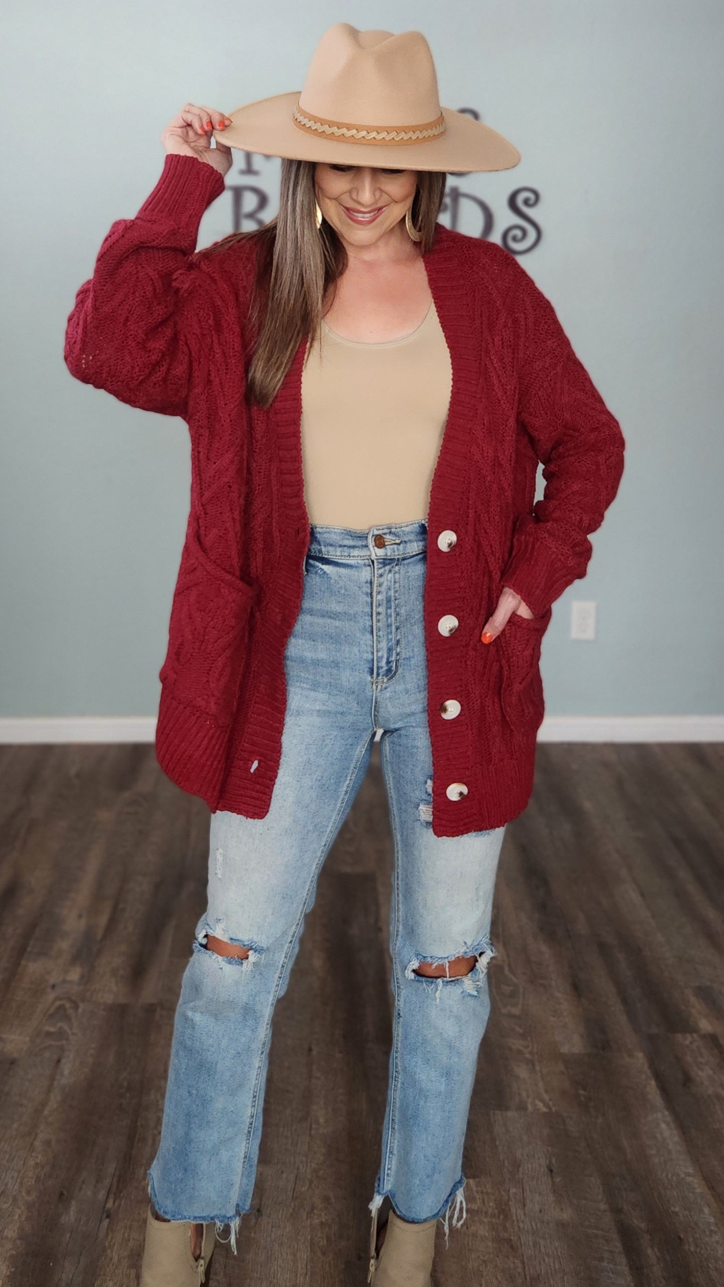 Your Newest Edition Cardigan-Burgundy