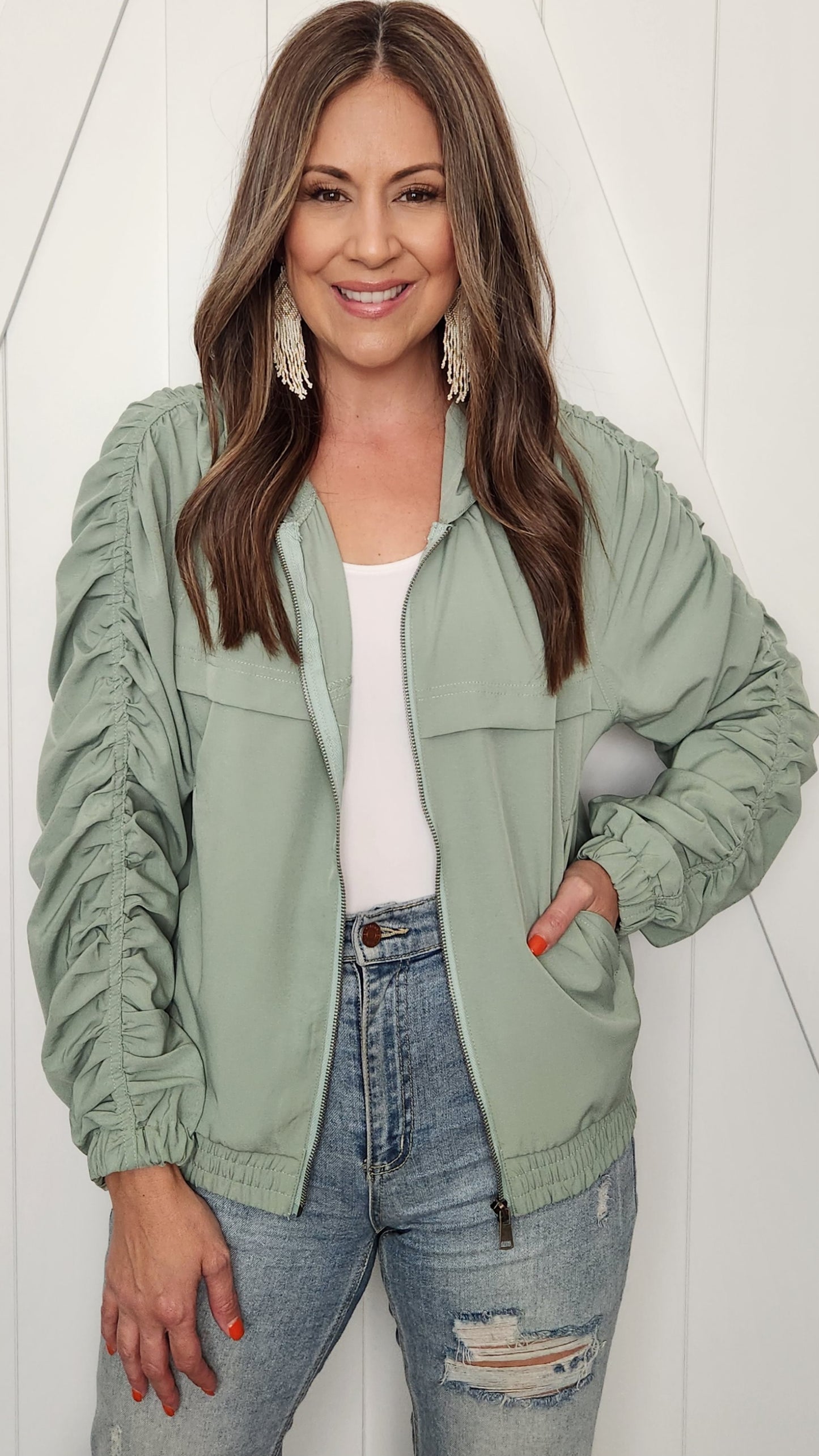 Look On Trend Jacket-Sage
