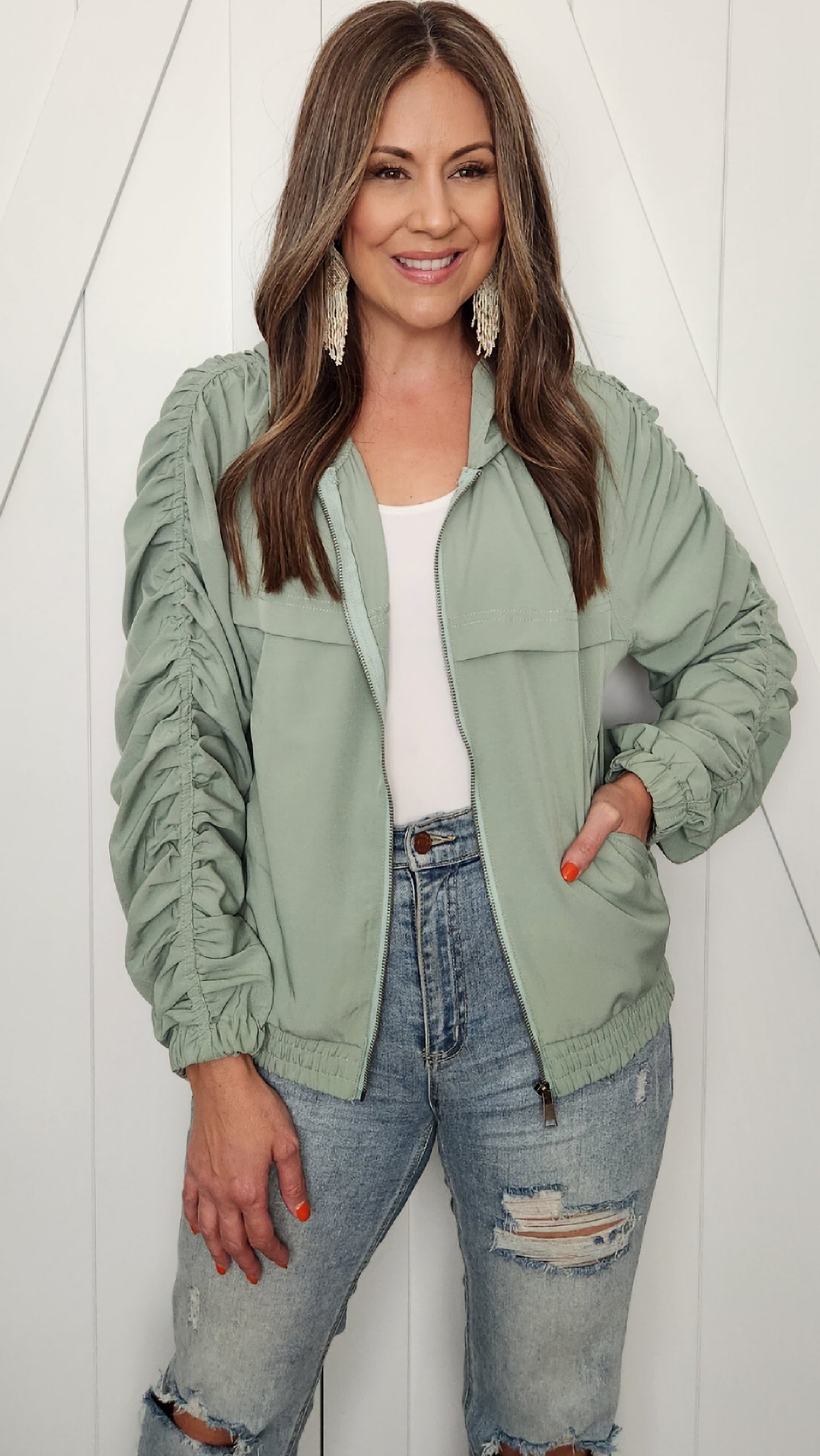 Look On Trend Jacket-Sage