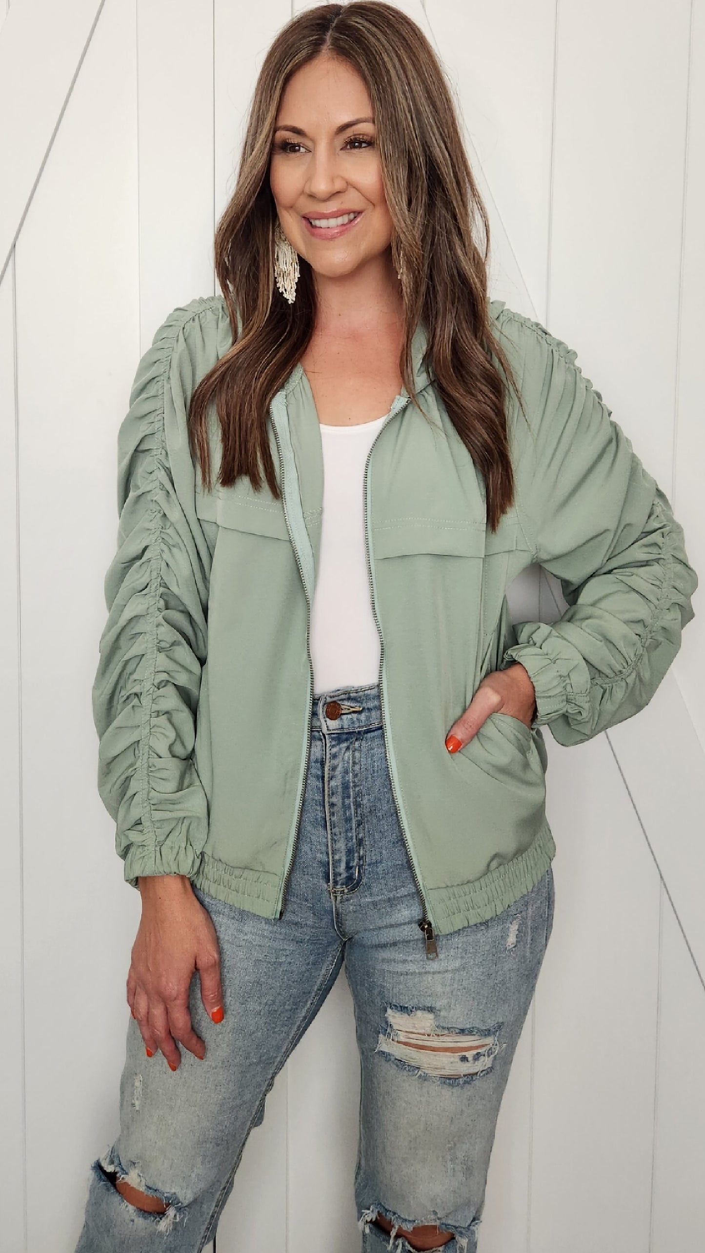 Look On Trend Jacket-Sage