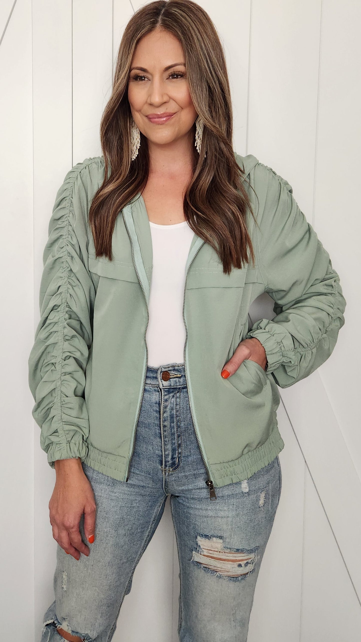 Look On Trend Jacket-Sage
