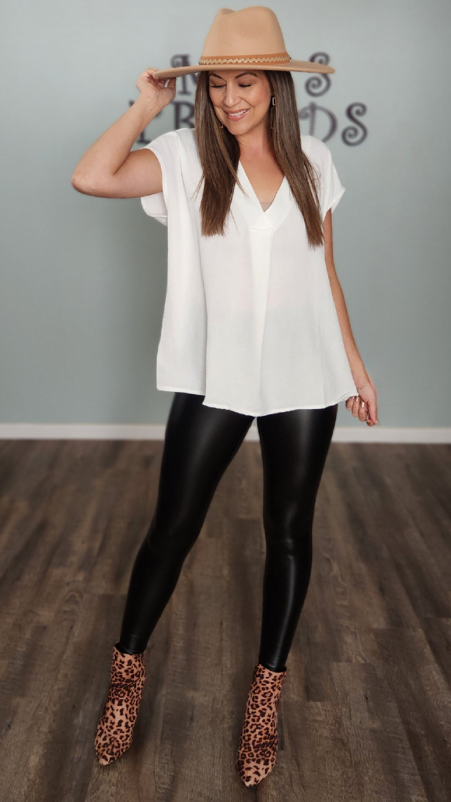 Mono B Glossy Liquid Highwaist Faux Leather Leggings-Black