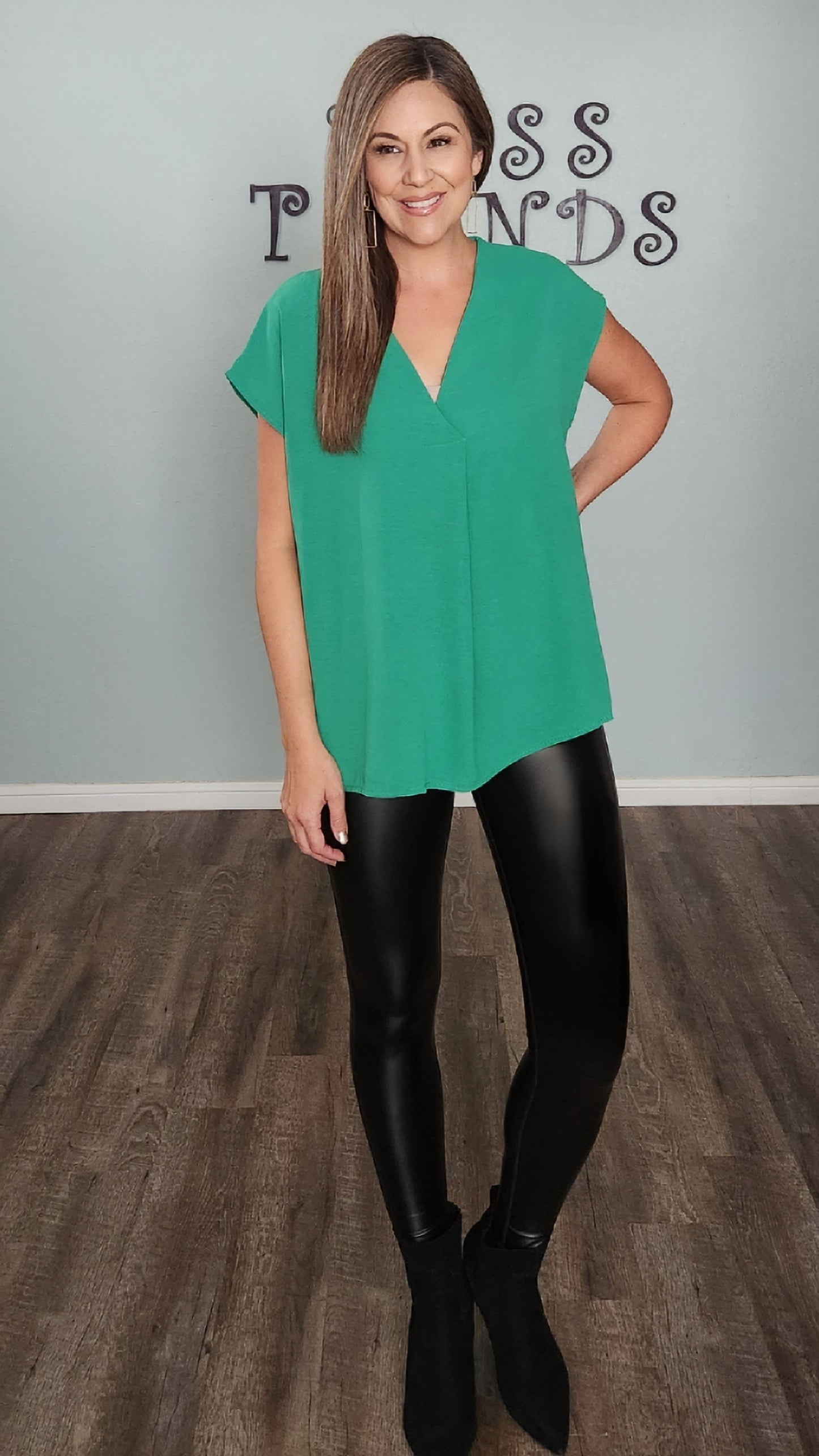 Mono B Glossy Liquid Highwaist Faux Leather Leggings-Black