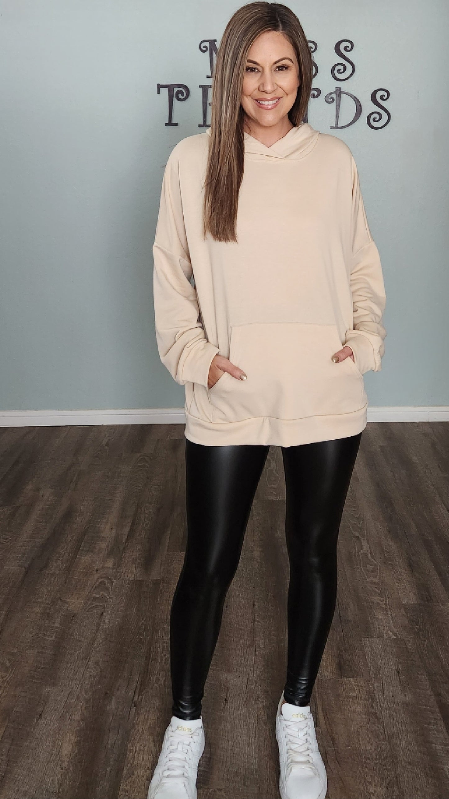 Mono B Glossy Liquid Highwaist Faux Leather Leggings-Black