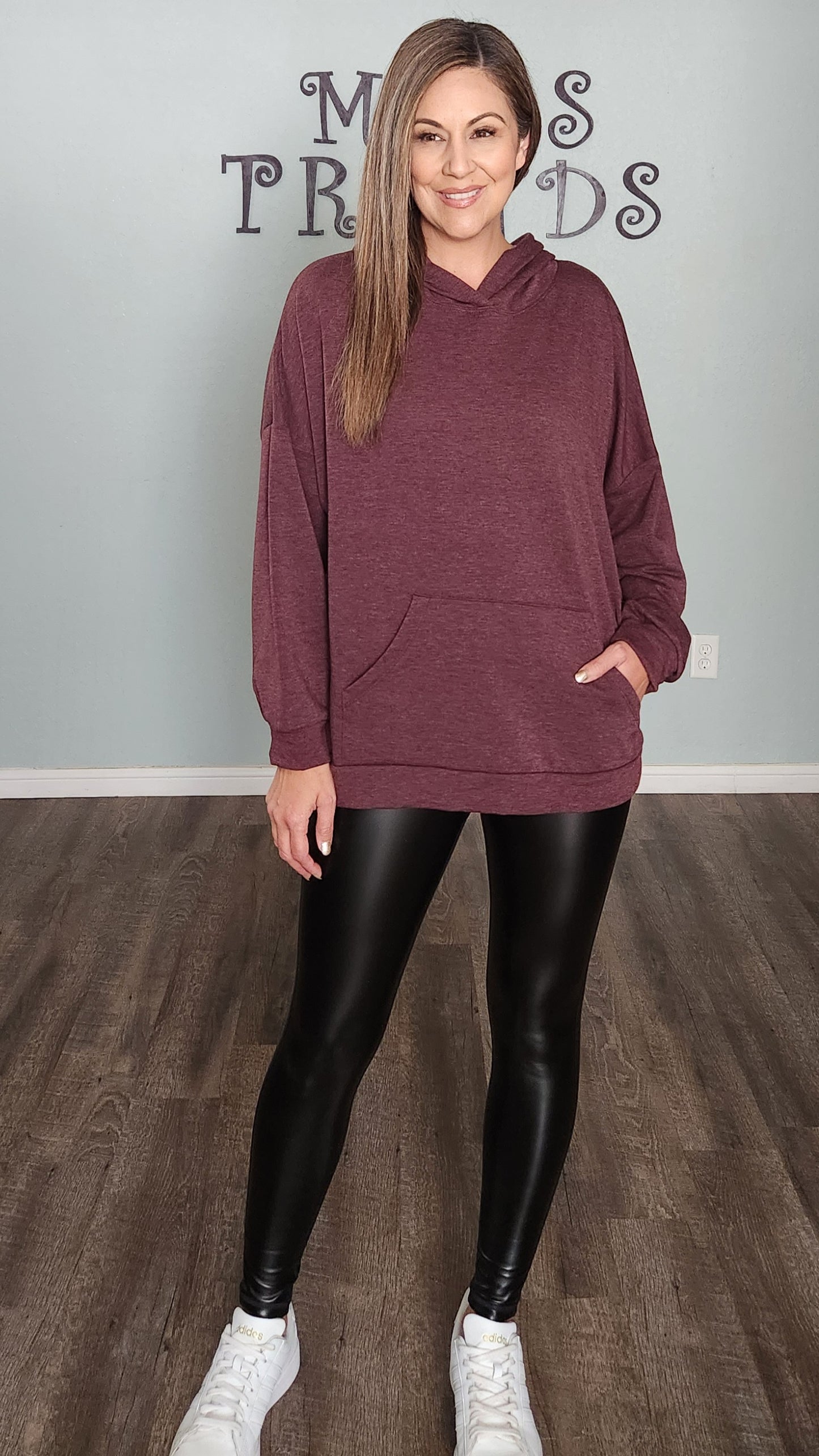 Mono B Glossy Liquid Highwaist Faux Leather Leggings-Black