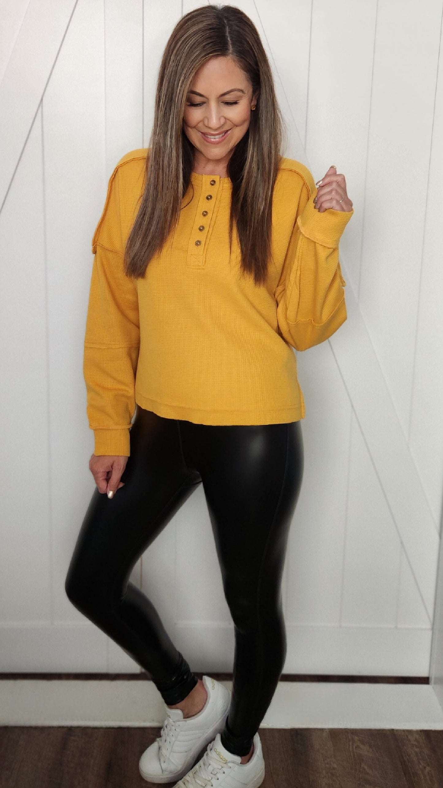 Your Laid Back Henley Pullover -Mustard