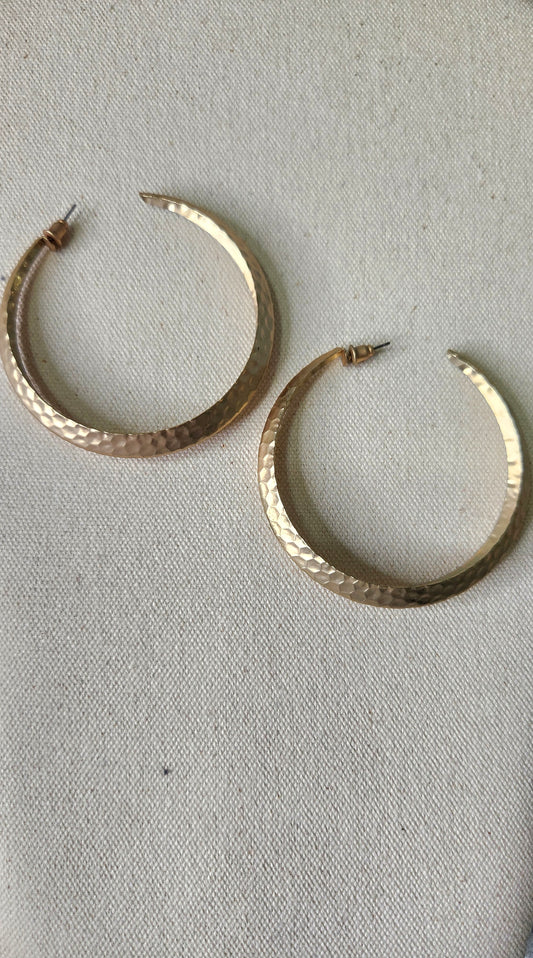 Hammer Pressed Hoops-Gold