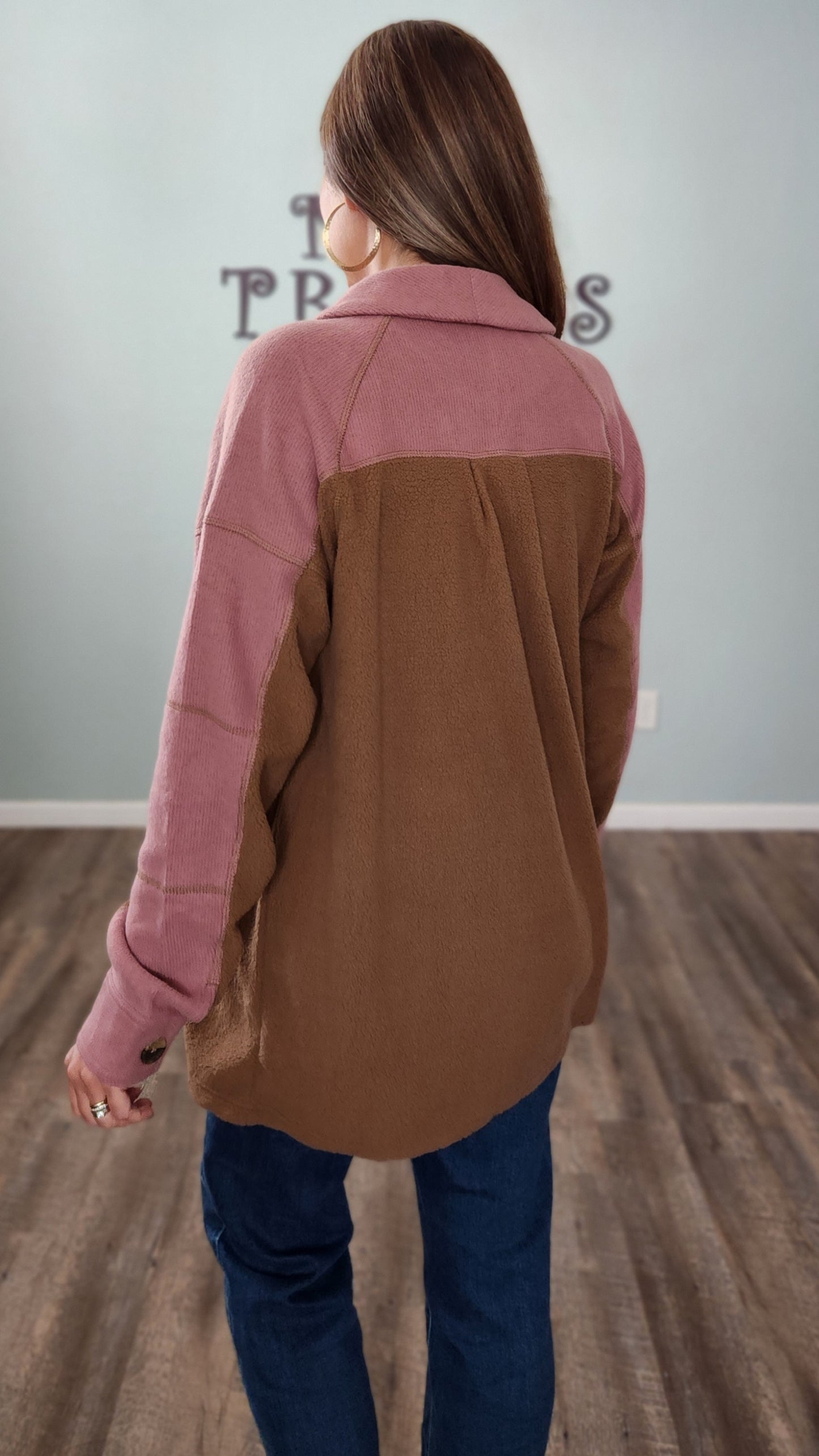 Perfect For Casual Outings Shacket-Mauve/Brown