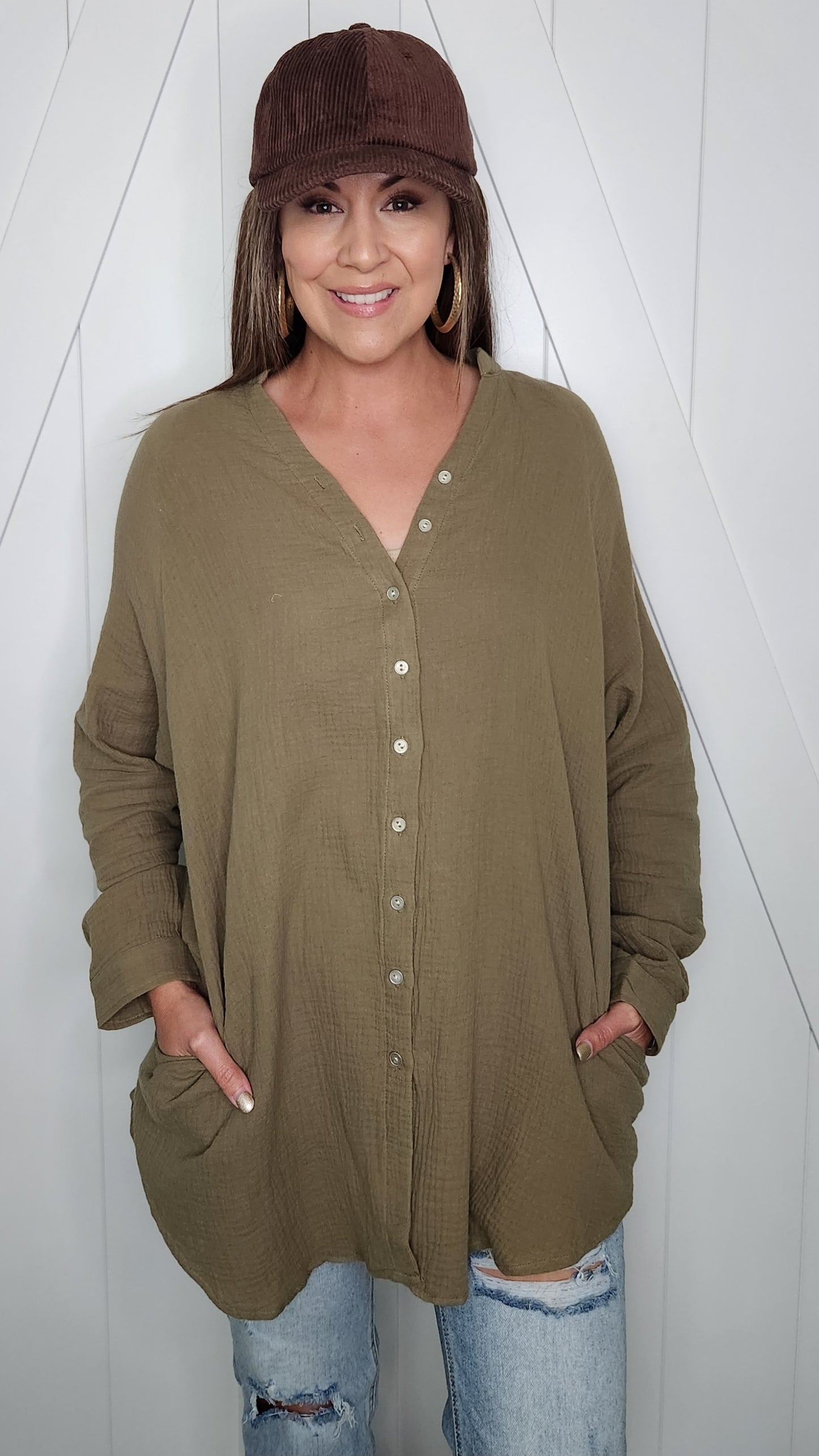 Incredibly Comfortable Tunic Top- Olive