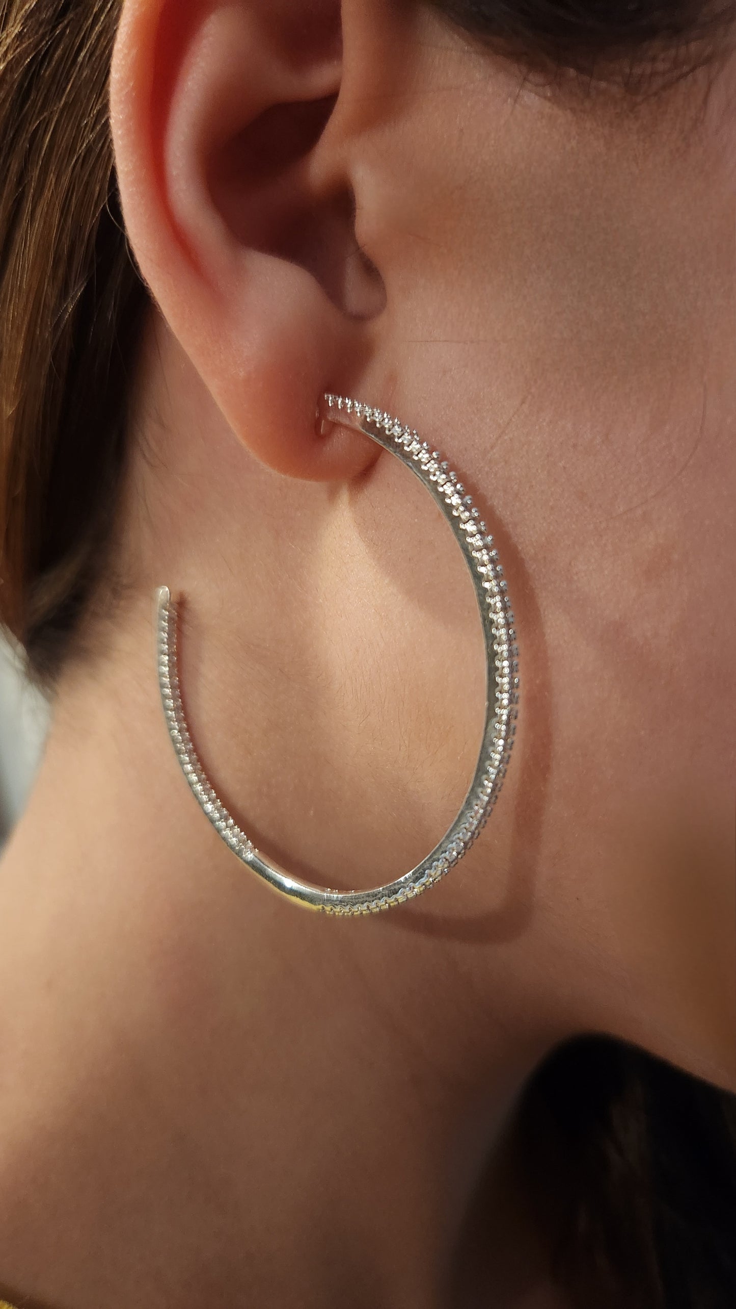 Add Some Sparkle Hoop Earring-Silver