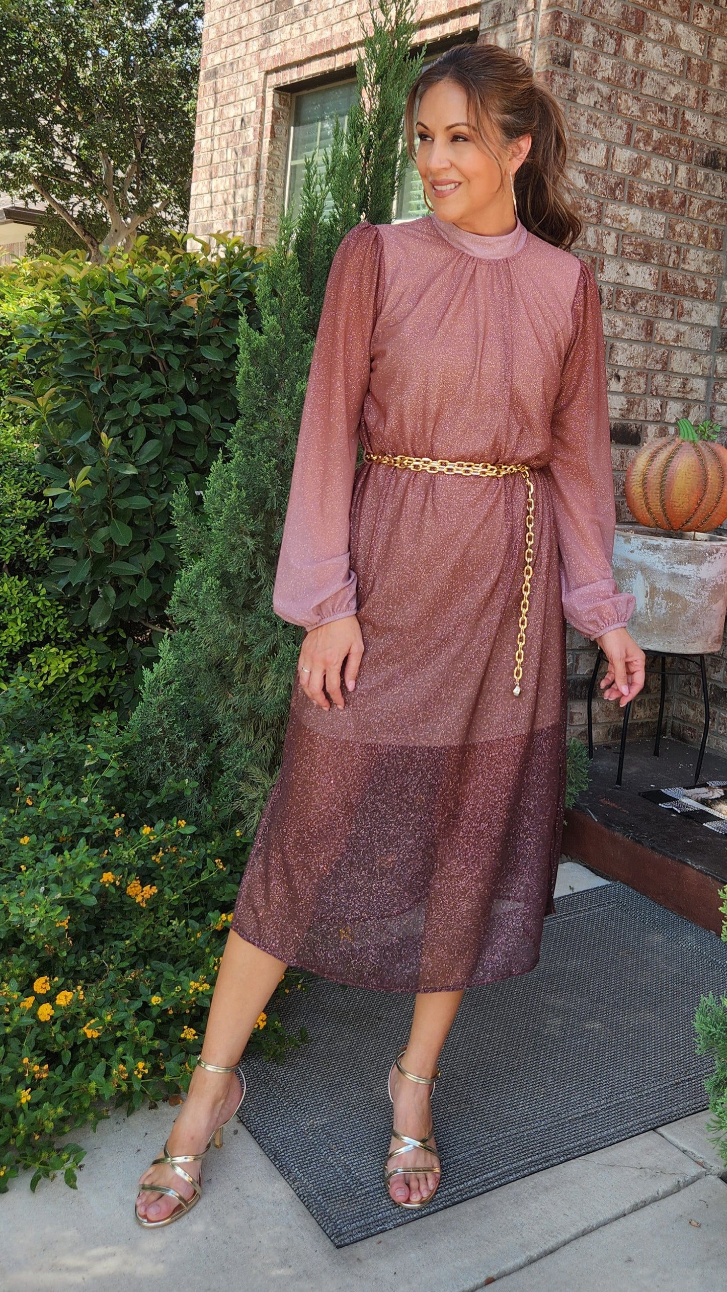 Shimmer & Shine In This Dress-Ombre burgundy