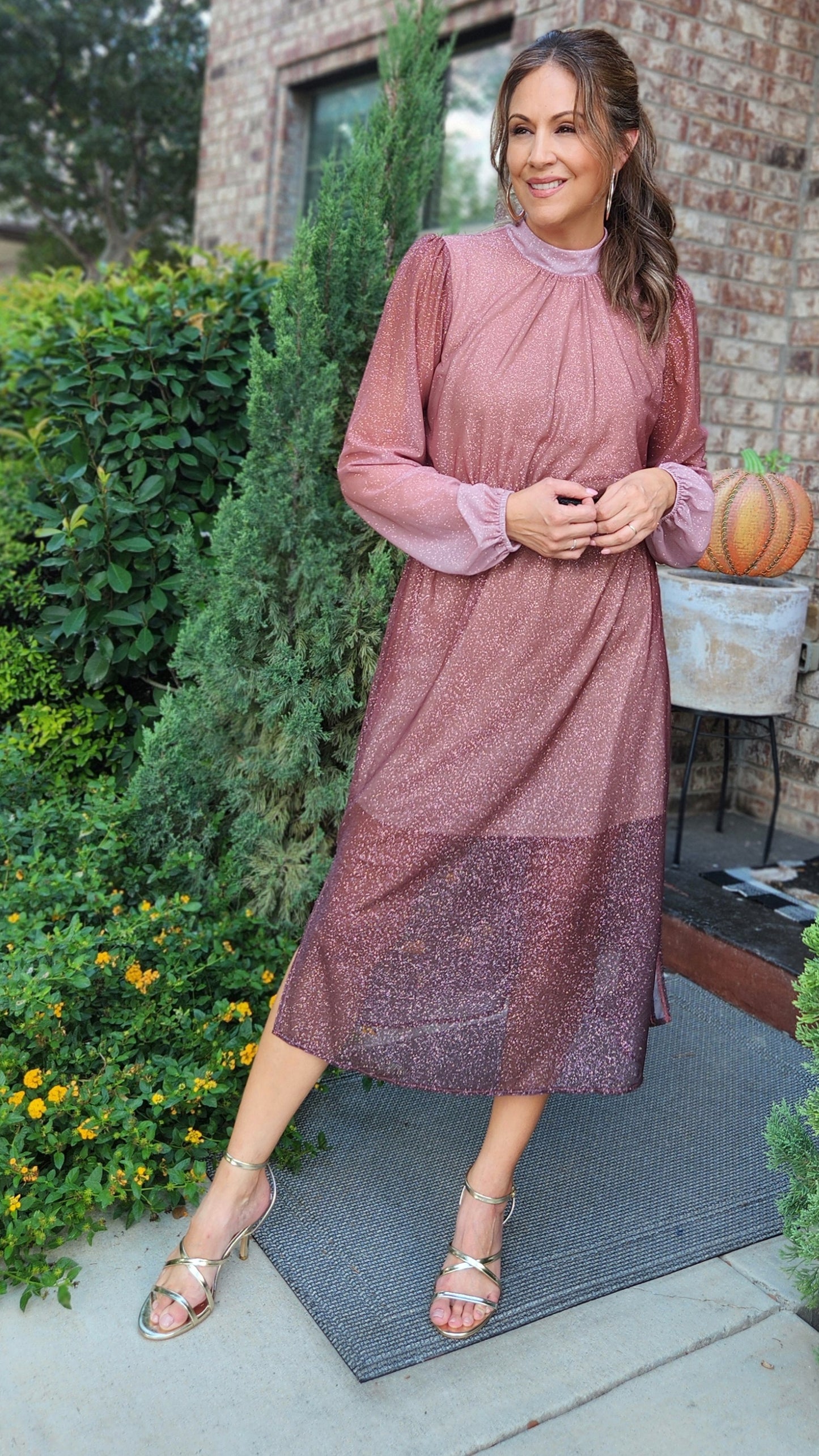 Shimmer & Shine In This Dress-Ombre burgundy