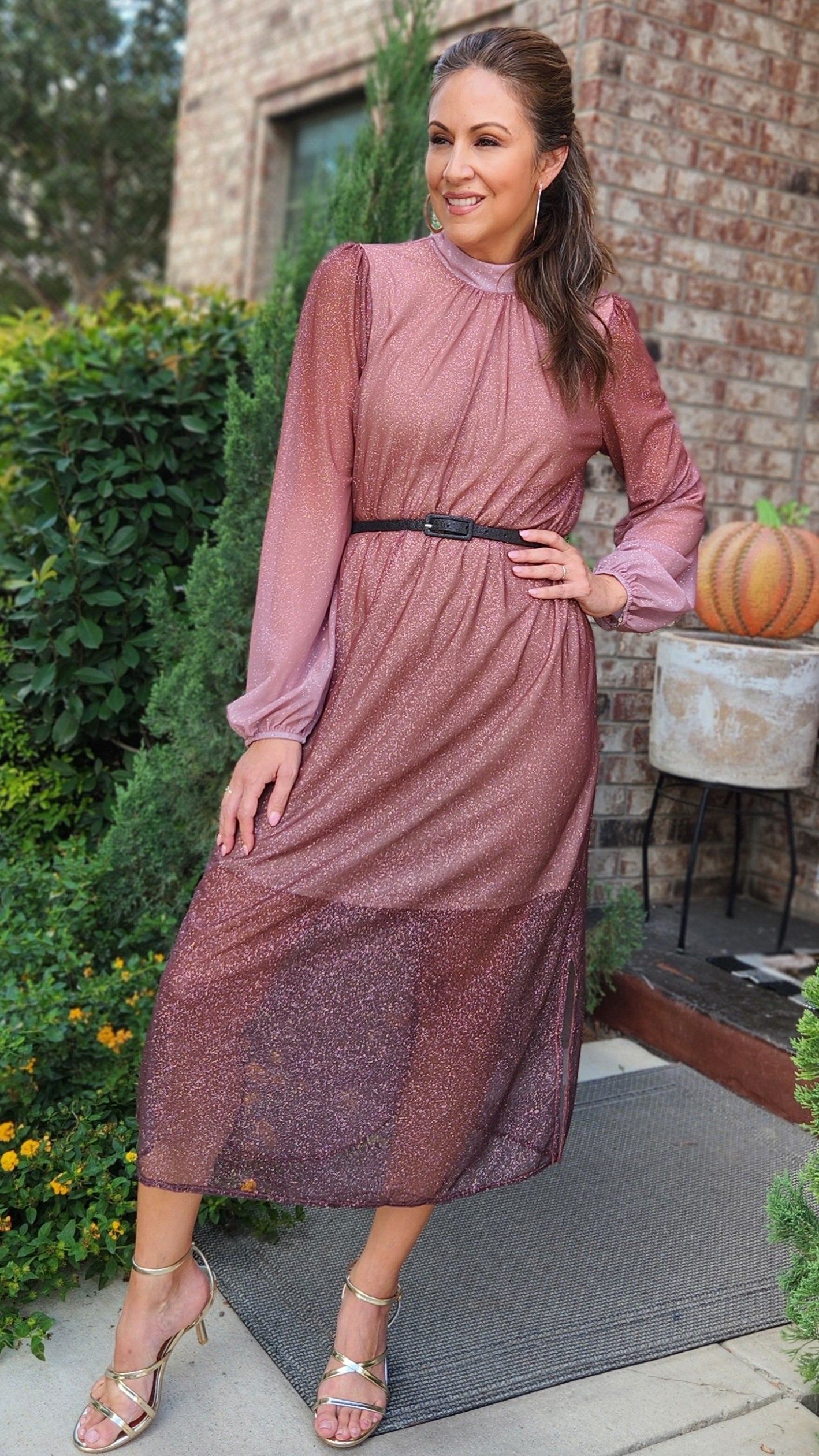 Shimmer & Shine In This Dress-Ombre burgundy