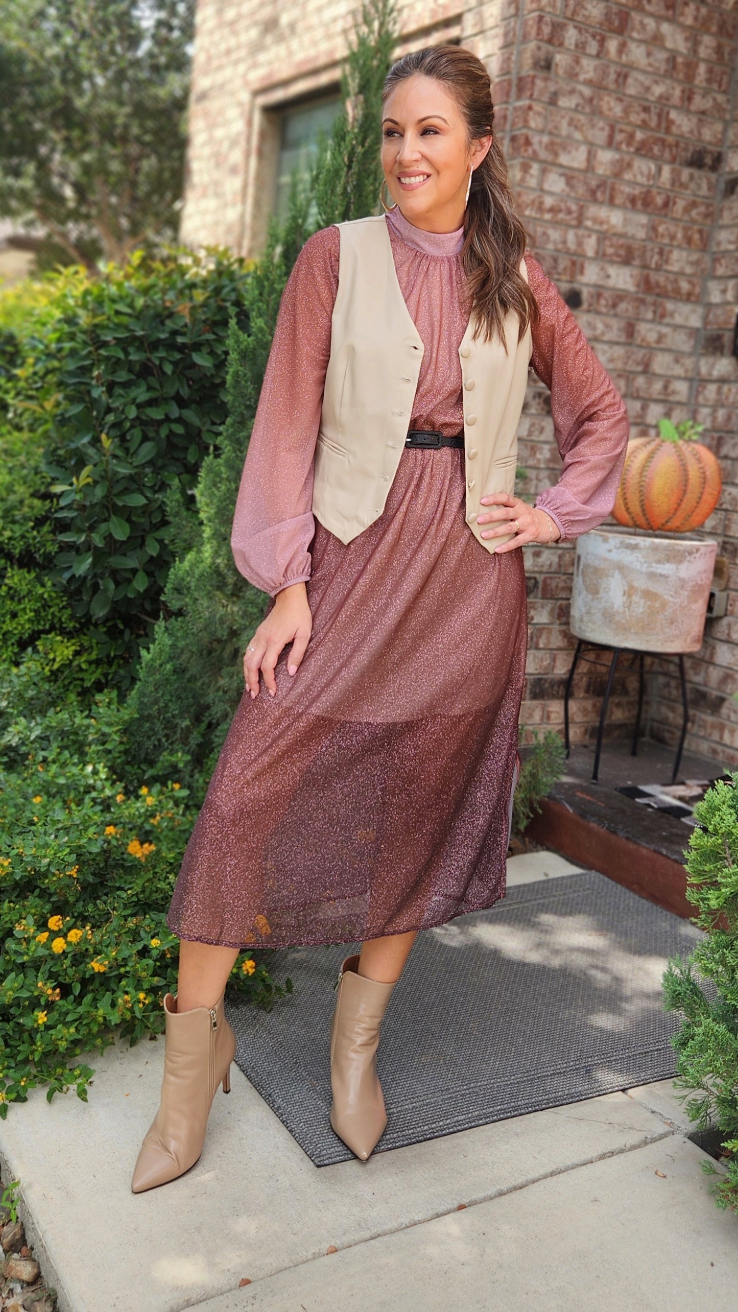 Shimmer & Shine In This Dress-Ombre burgundy