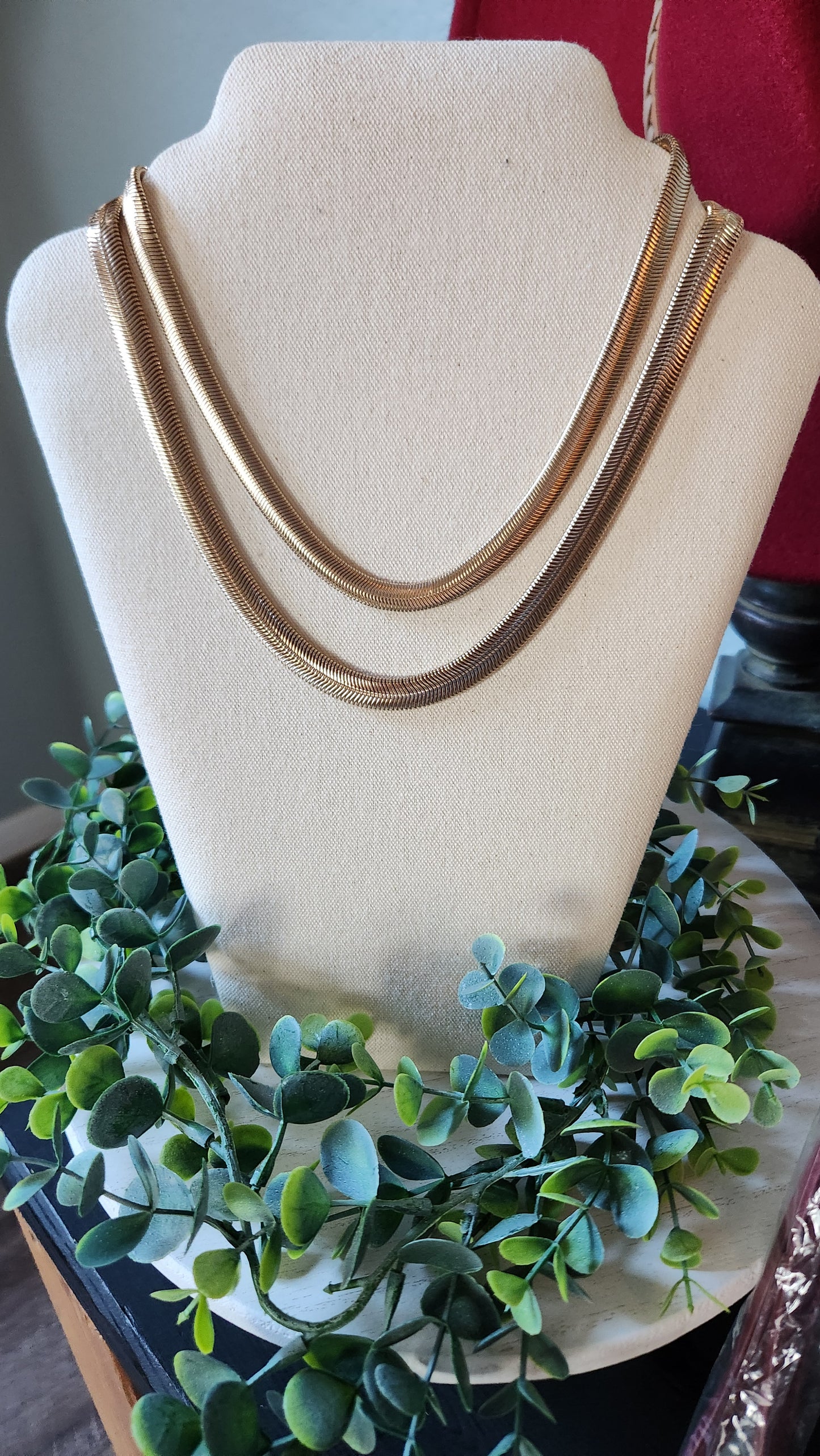 Herringbone Statement Necklace-Gold