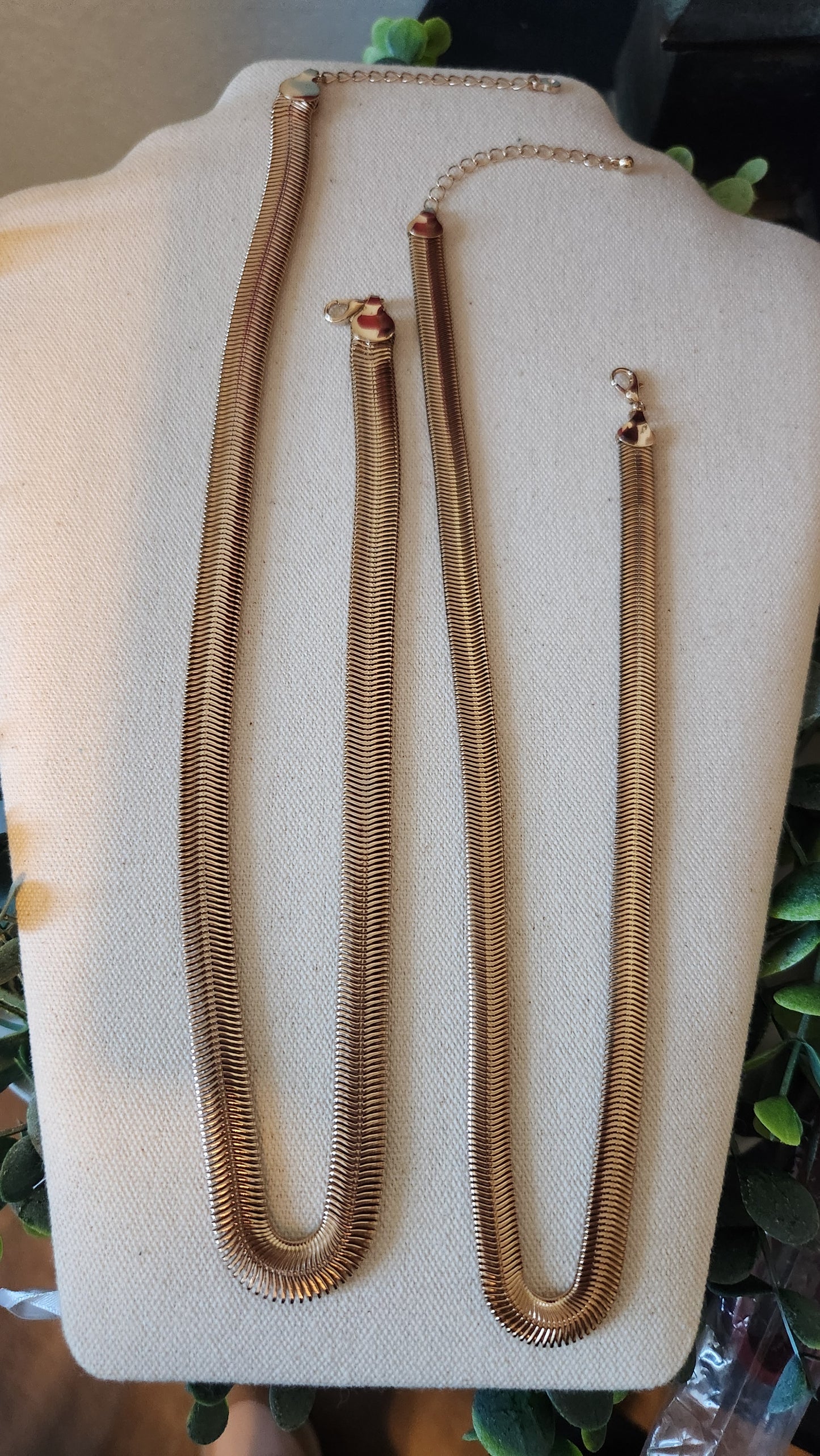 Herringbone Statement Necklace-Gold