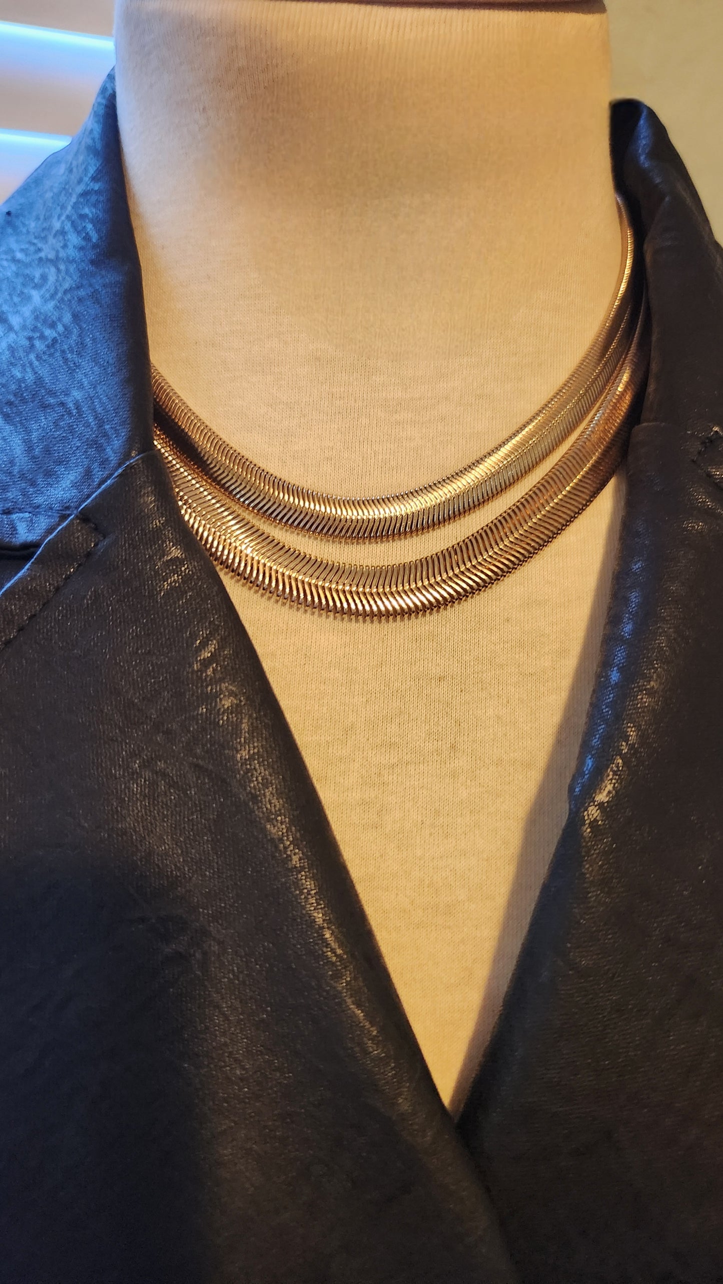 Herringbone Statement Necklace-Gold