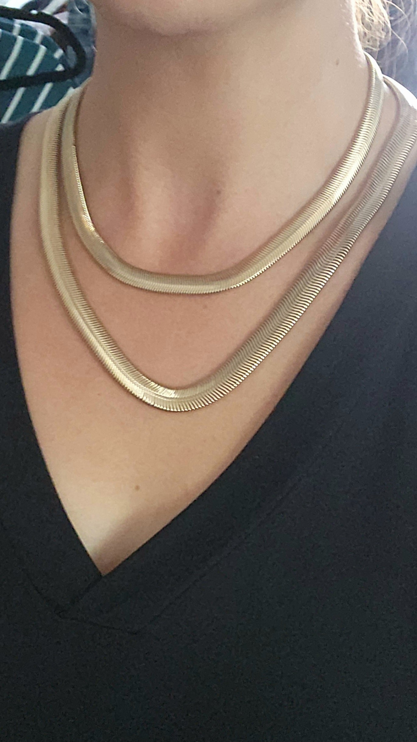 Herringbone Statement Necklace-Gold