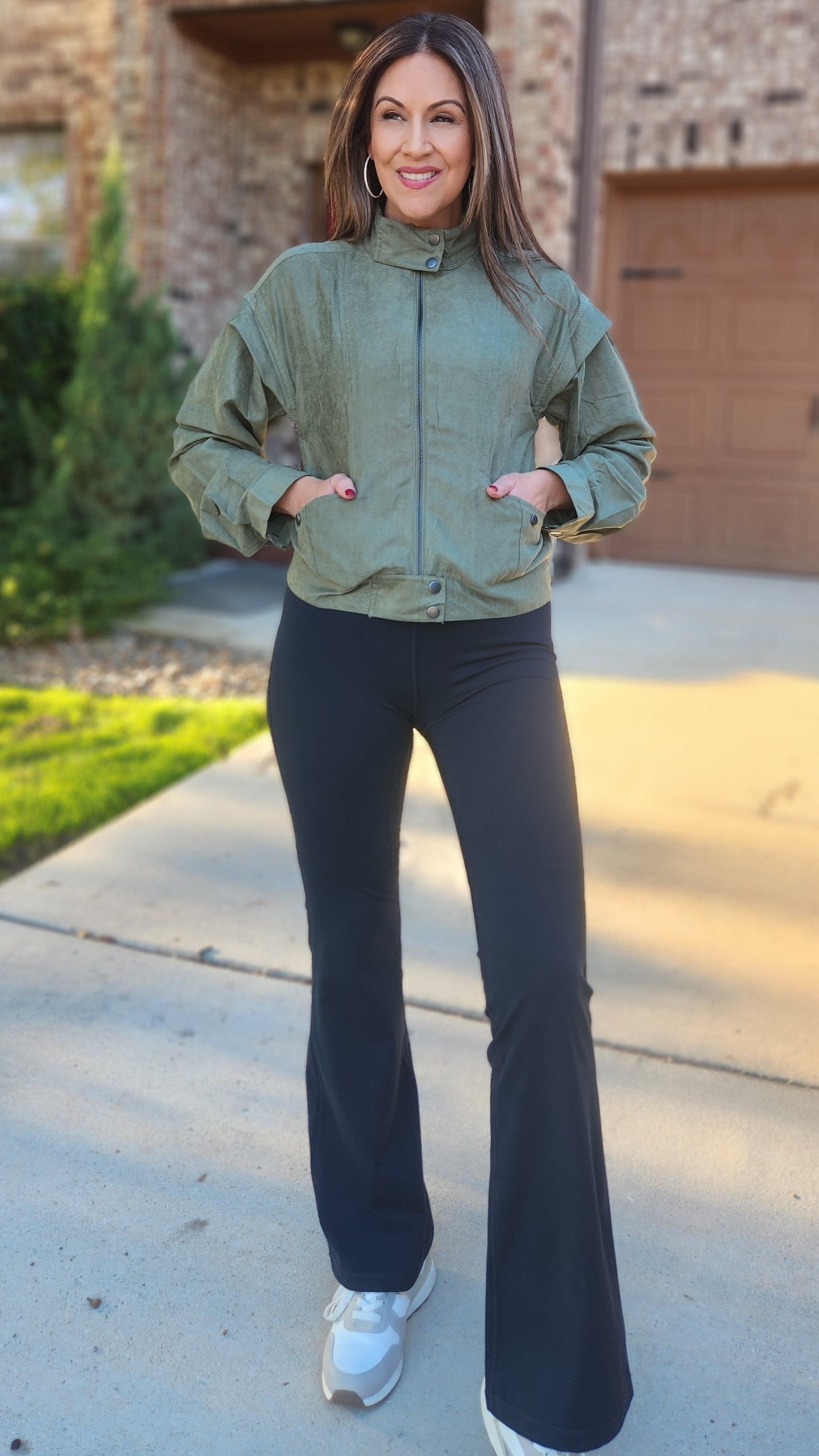 Did It Right Faux Suede Moto Jacket-Olive