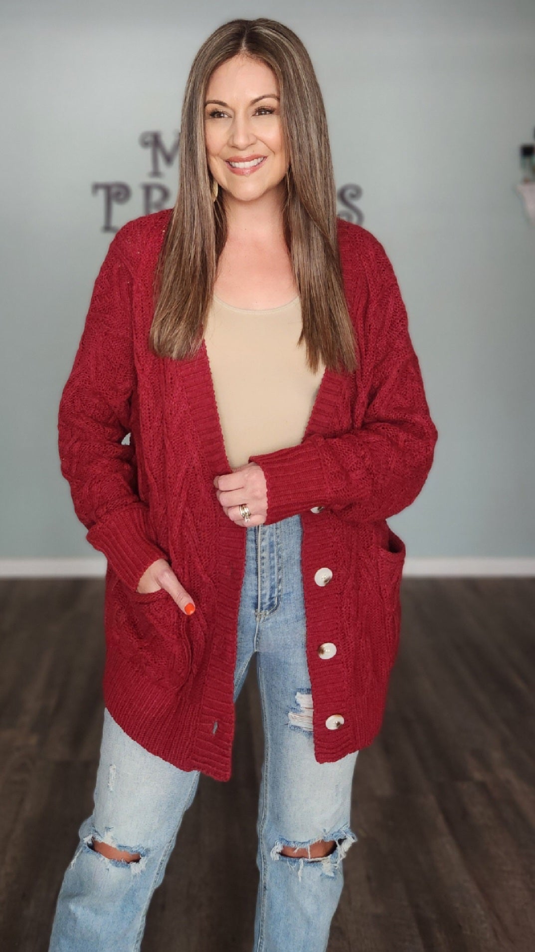 Your Newest Edition Cardigan-Burgundy