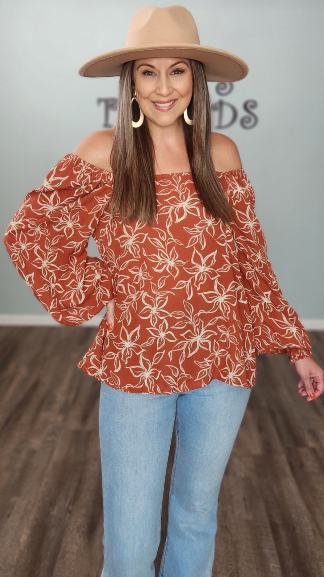 Sweet As This Floral Top- Rust/Ivory