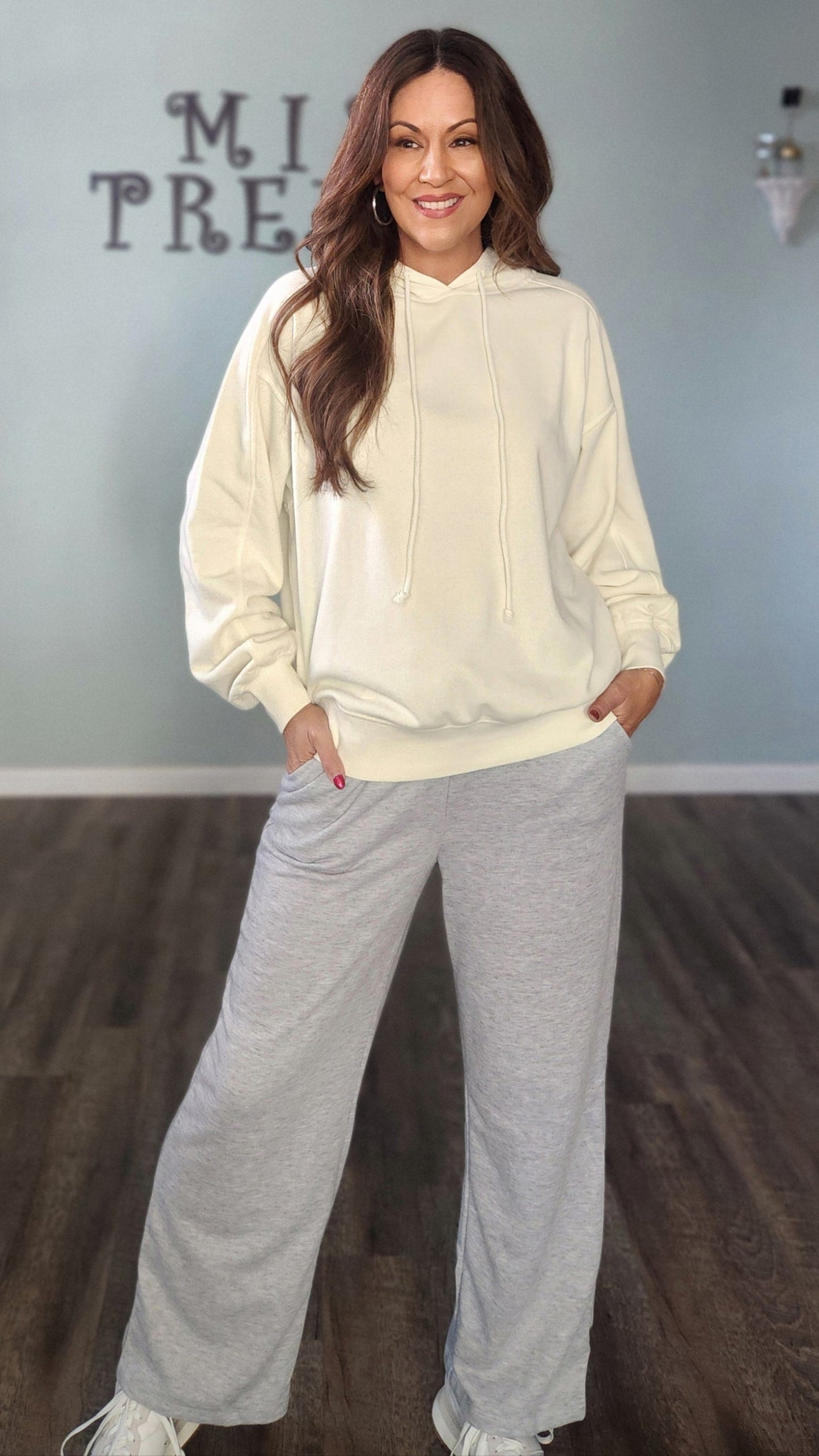 Weekend Wide Legs-Heather Grey