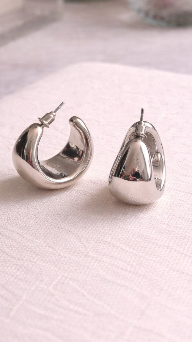 Polished Teardrop Hoop Earrings
