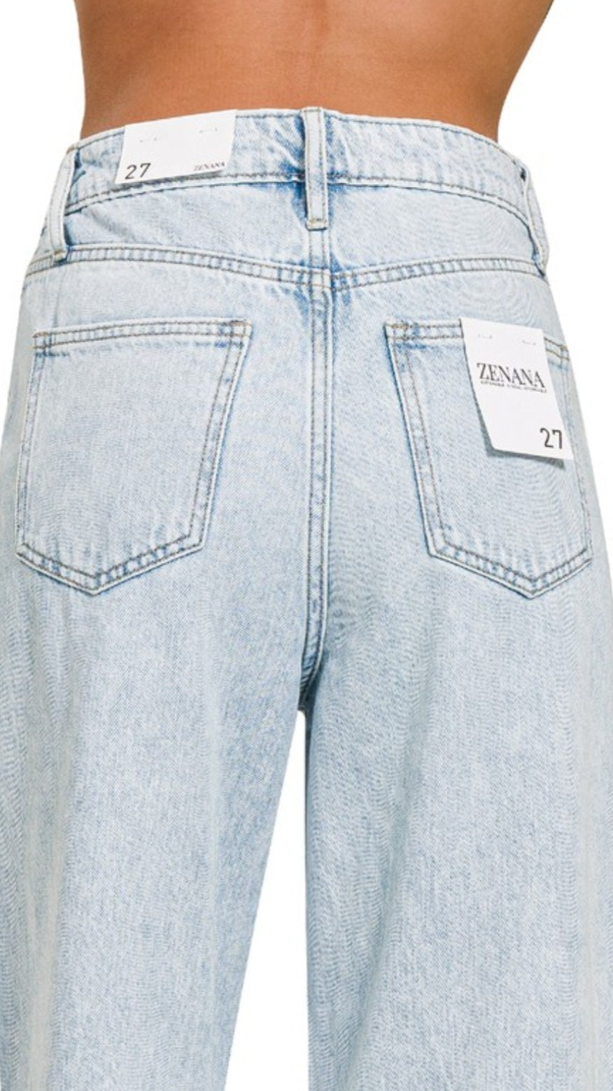 Zenana High Rise Wide Leg Straight Denim-Light Wash