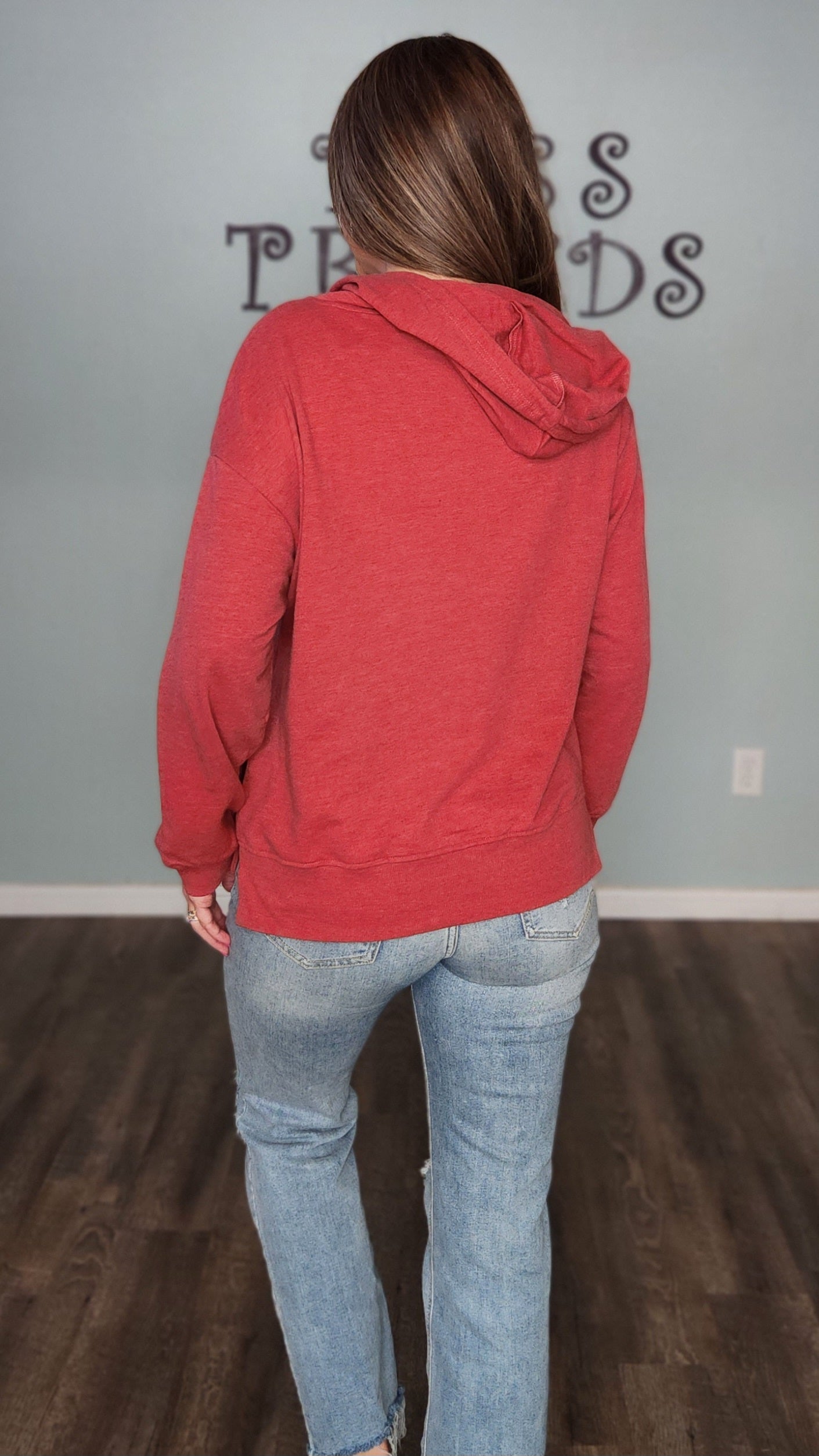 Out and About Hoodie- Red rust