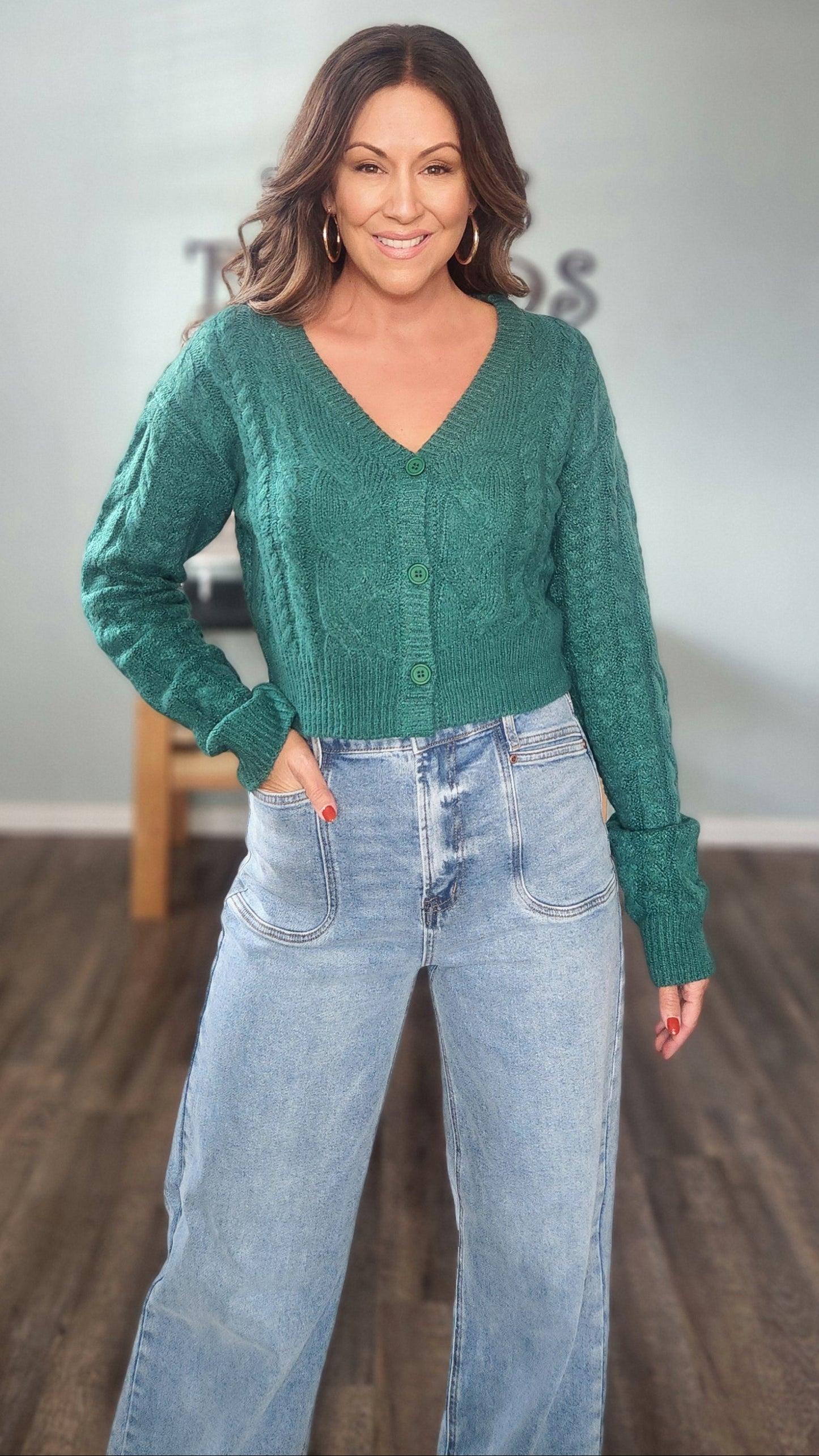 Knits About Time Cardigan-Emerald