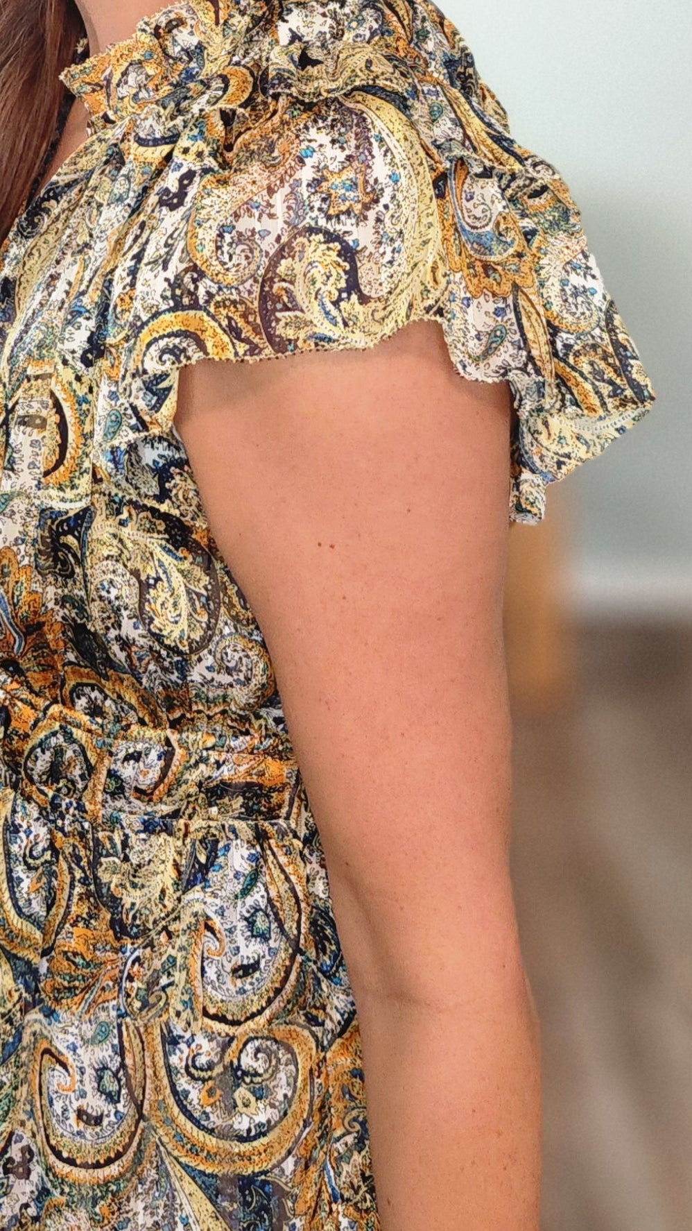 🖤Reset by Jane- Calypso Paisley Midi Dress- Boho Ruffle Detail