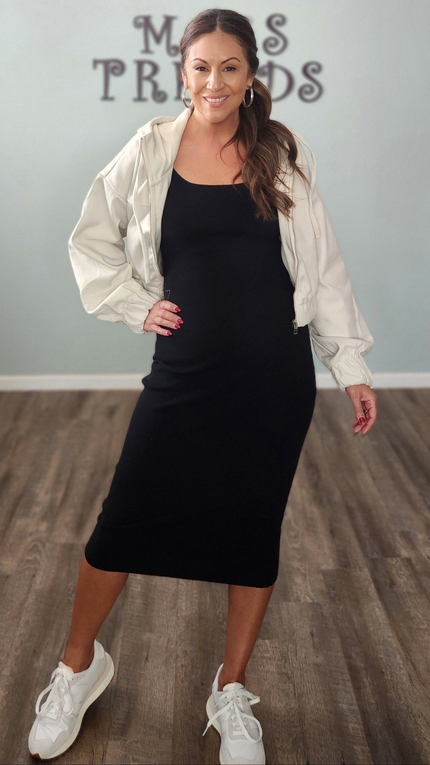 Timeless Duo Sweater Dress-Black