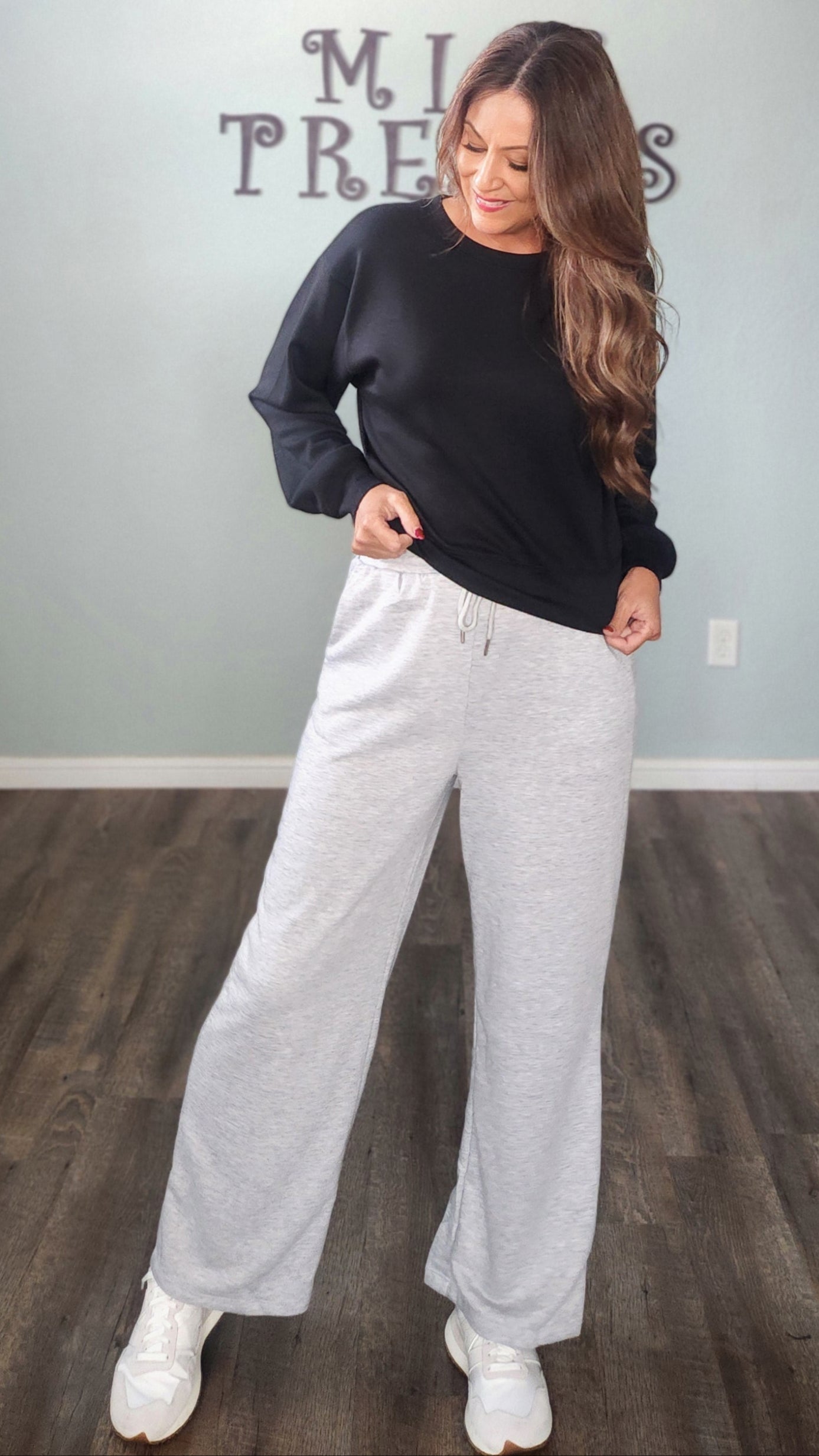 Weekend Wide Legs-Heather Grey