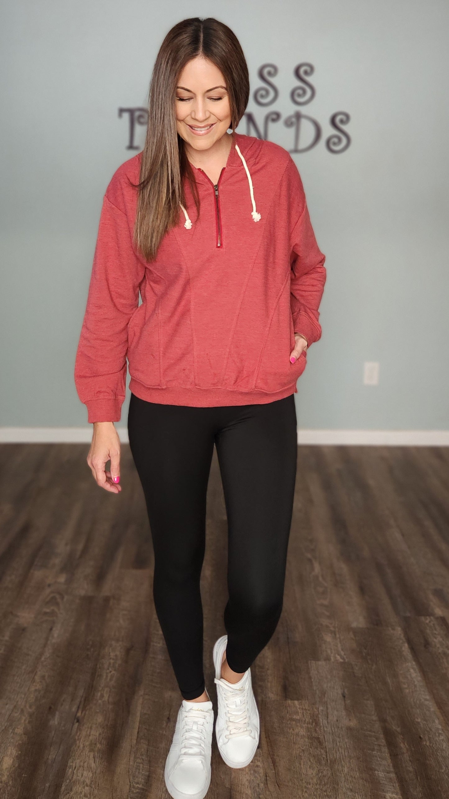 Out and About Hoodie- Red rust