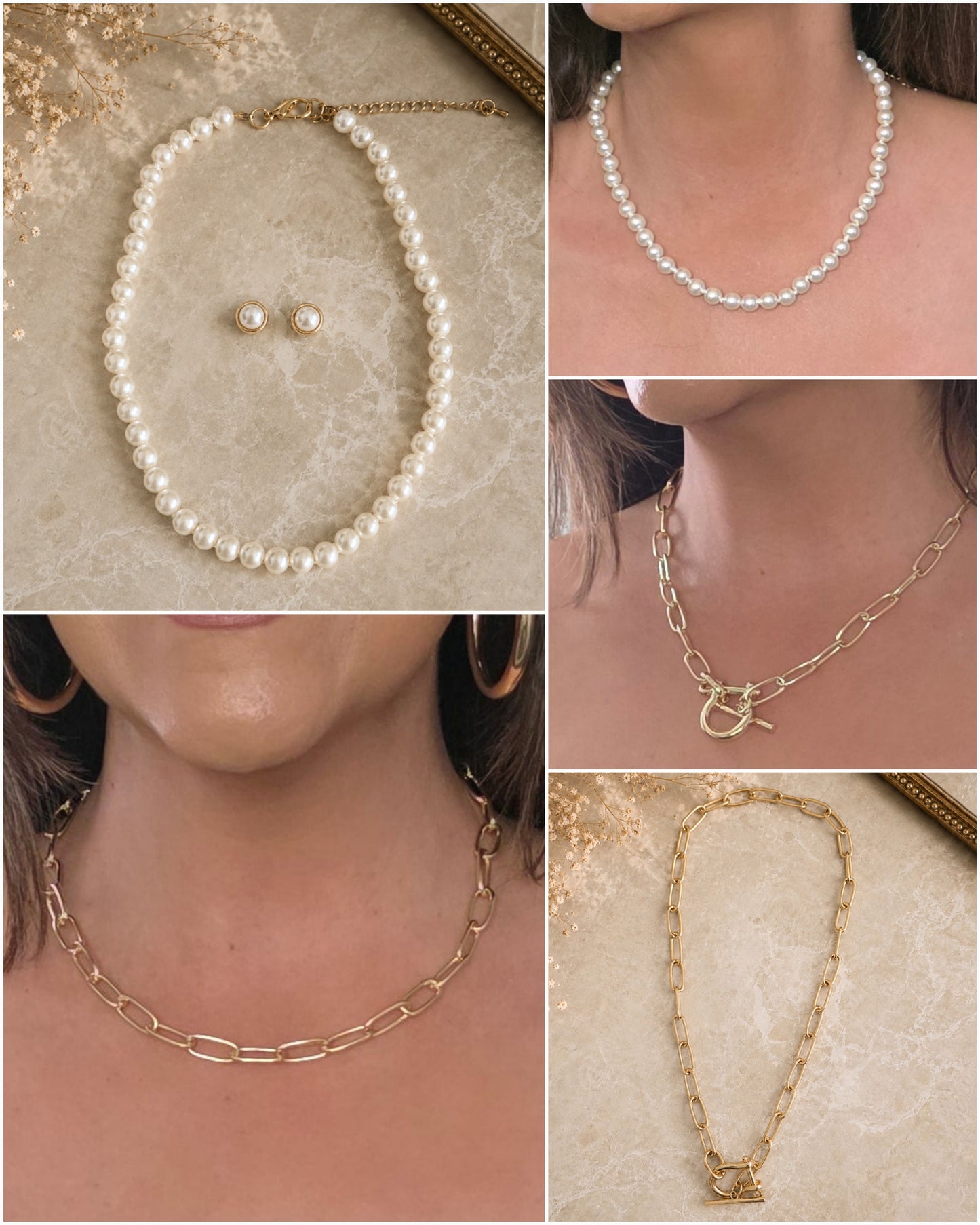 Classic Pearl Necklace & Earring Set