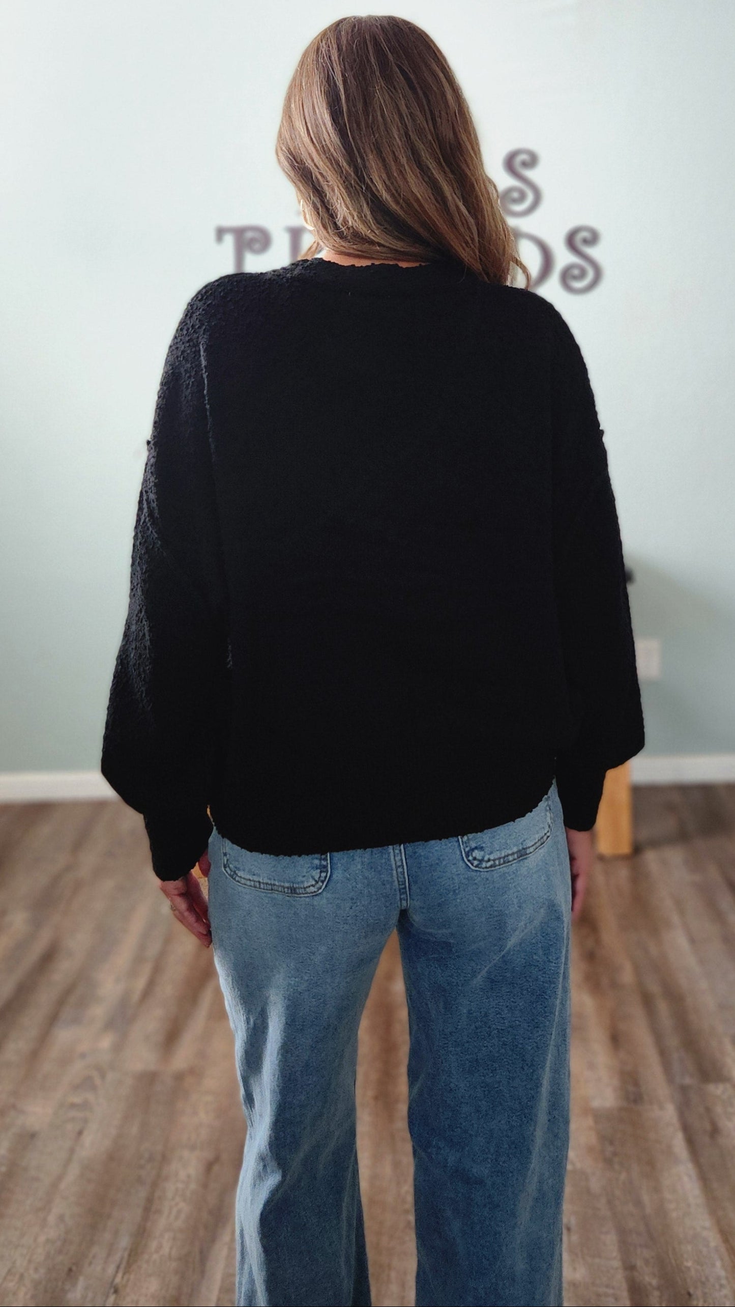 Textured Button Front Cardigan-Black