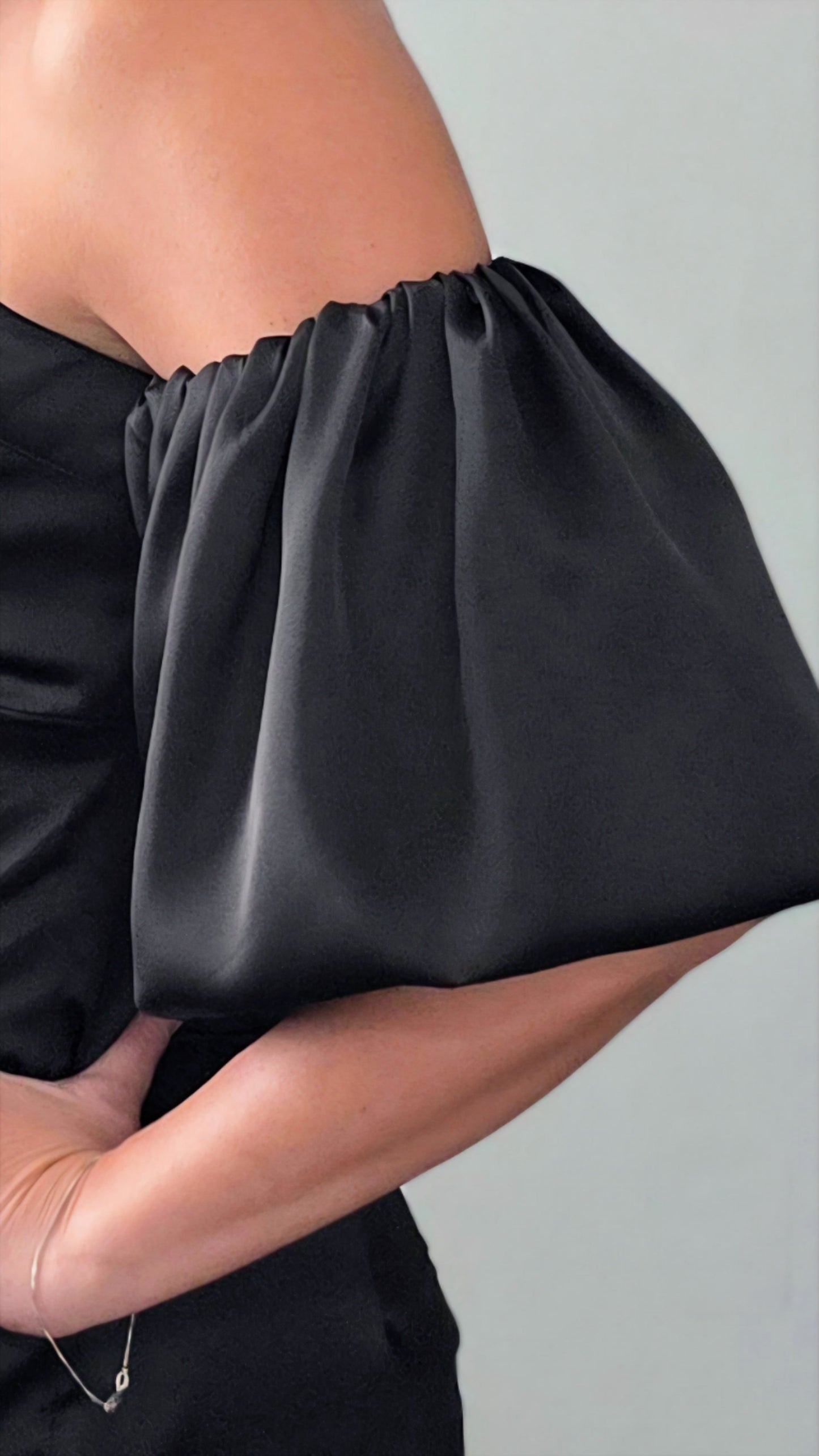 Moonlit Elegance Satin Midi Dress-Black