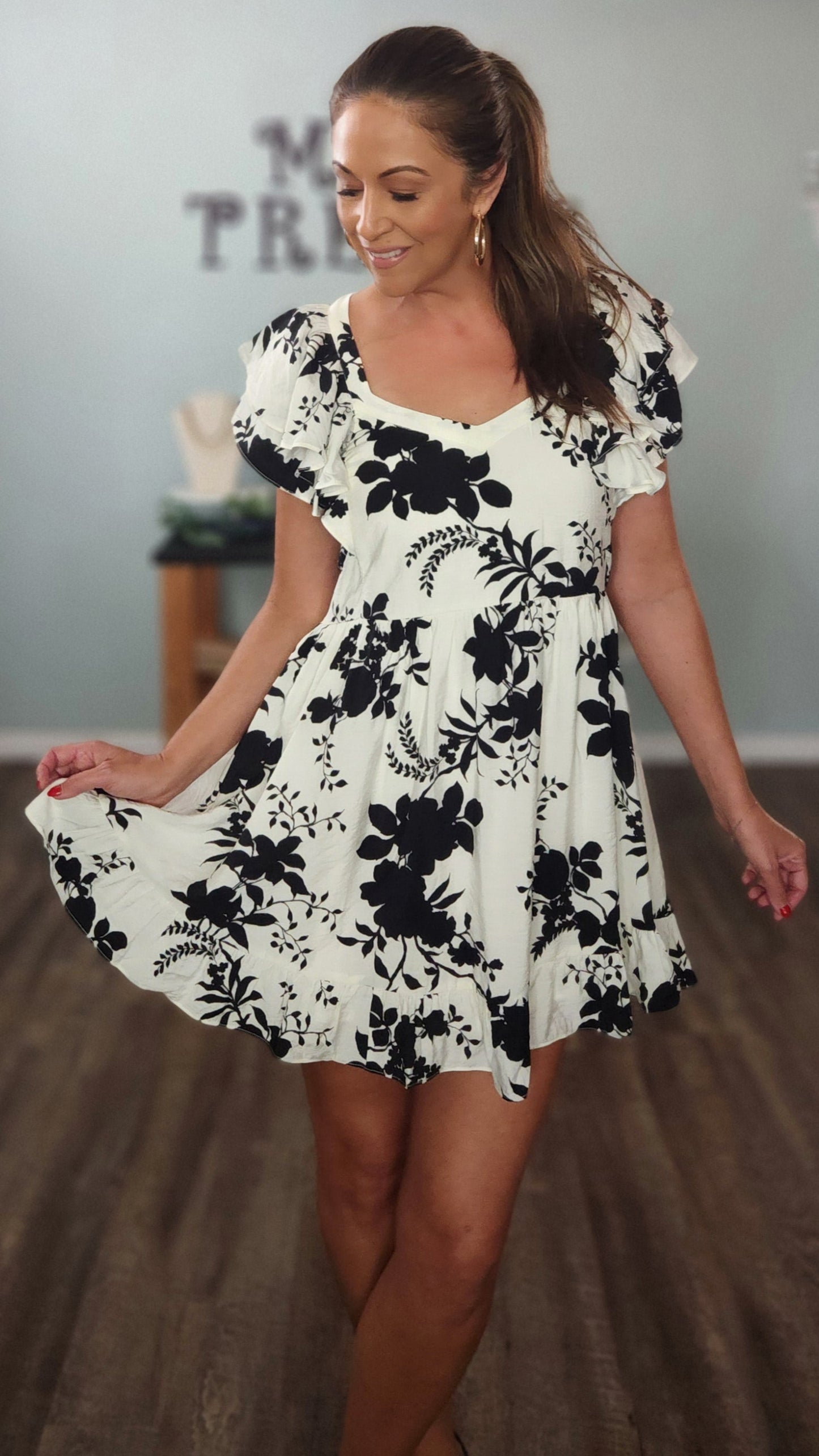 🖤Reset by Jane- Victoria Ruffle Sleeve Mini Dress