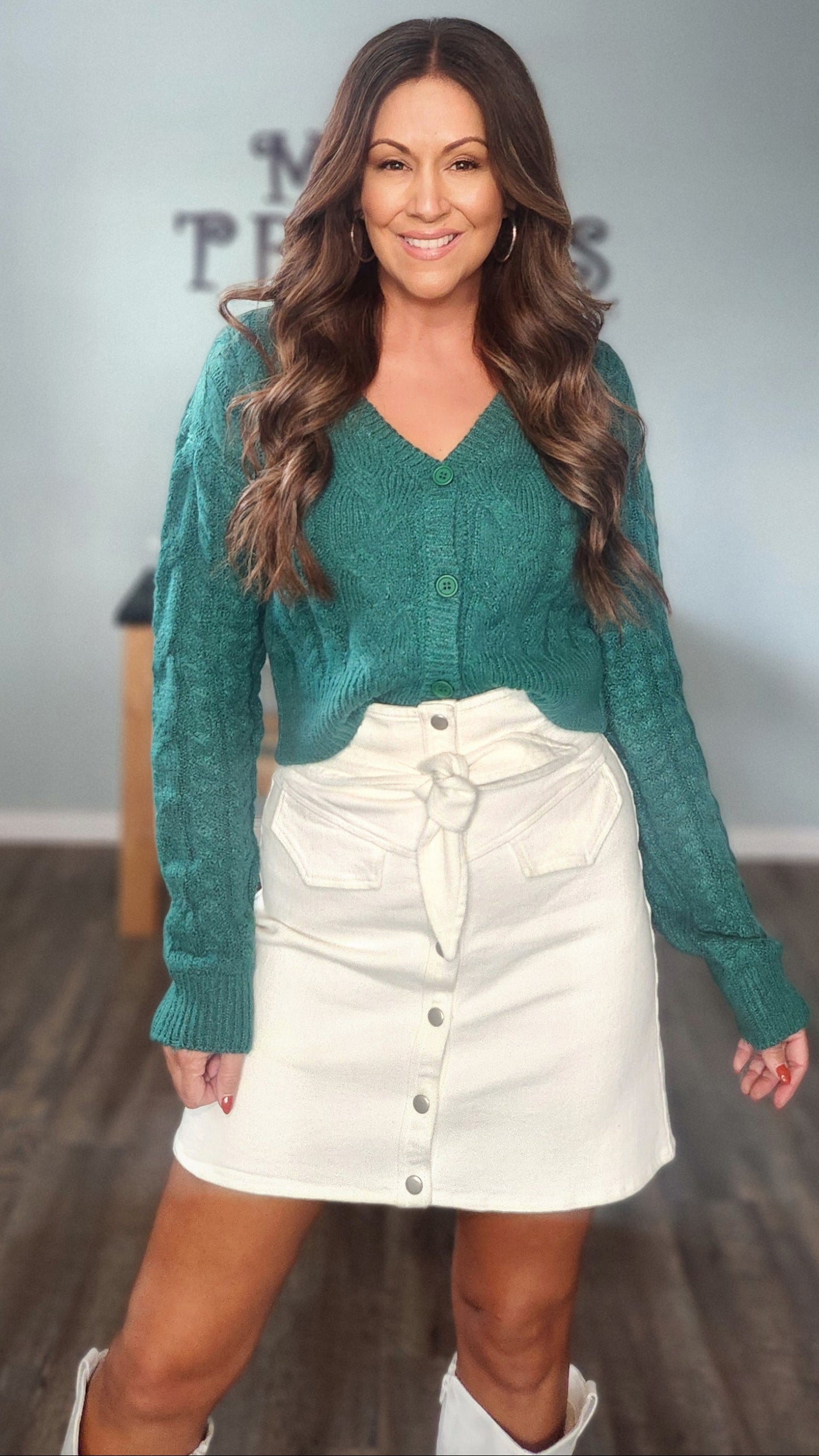 Knits About Time Cardigan-Emerald