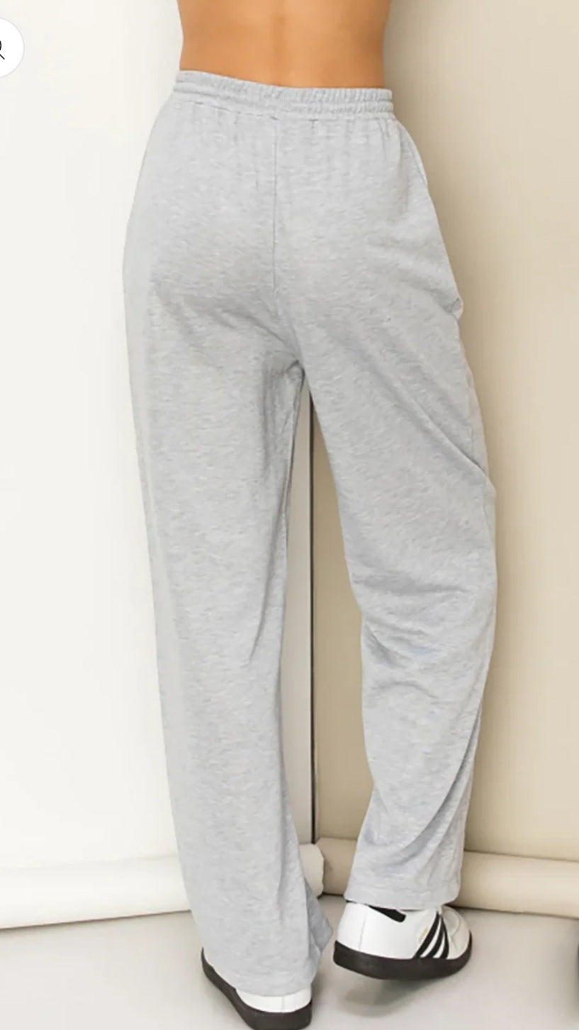 Weekend Wide Legs-Heather Grey