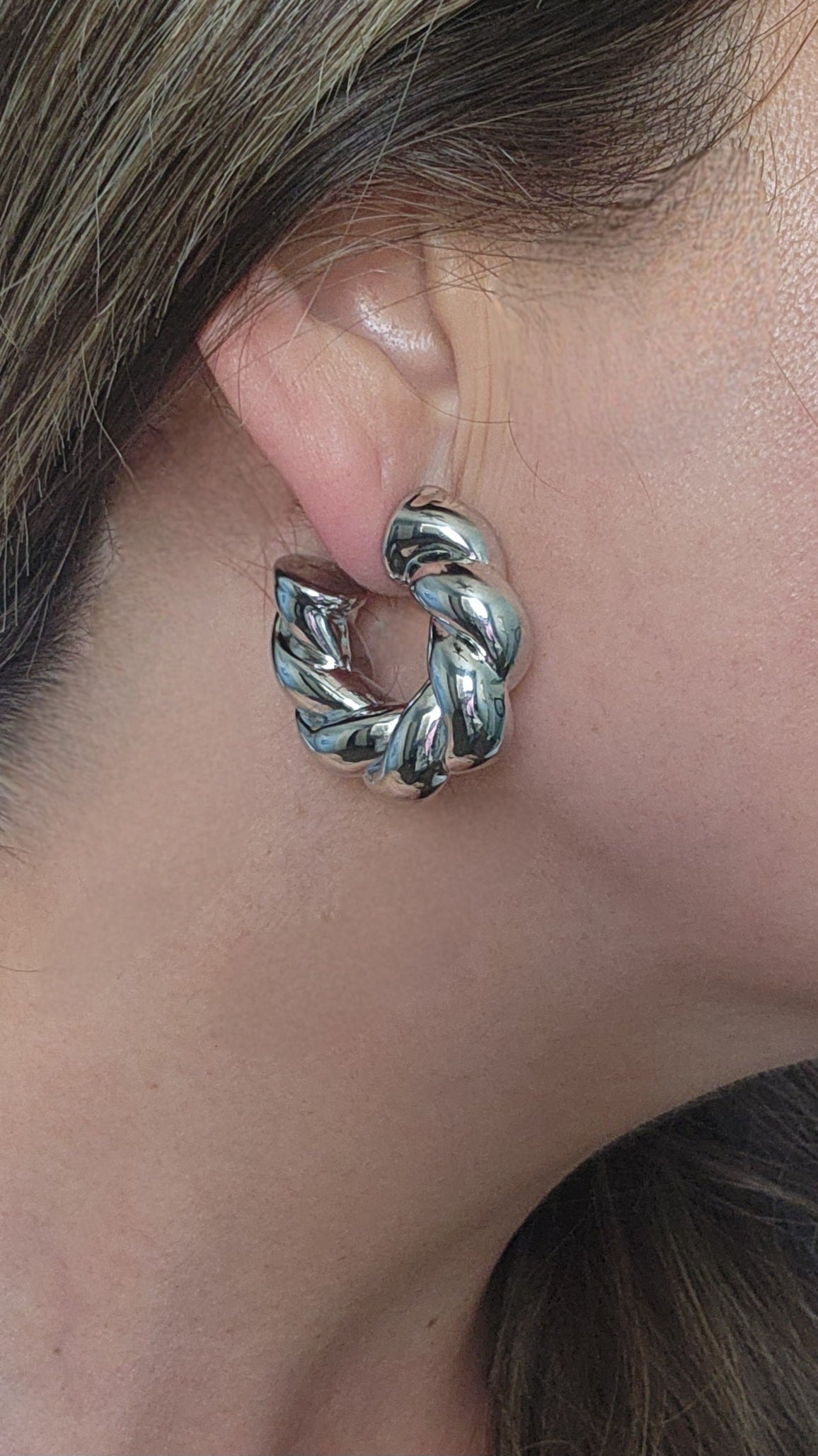 Twisted Style Earrings-Silver